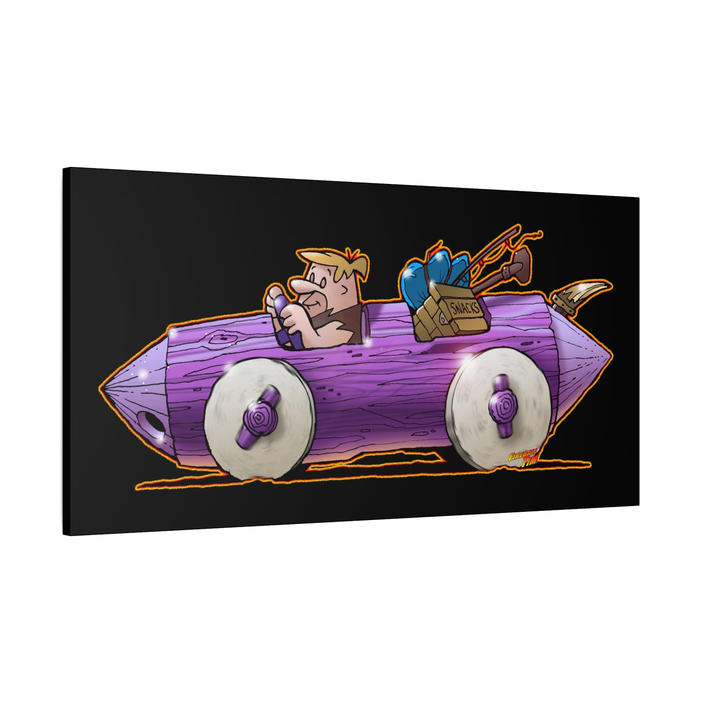 FLINSTONES BARNEY RUBBLE Fireball Art Canvas Wall Print - Multiple Sizes
