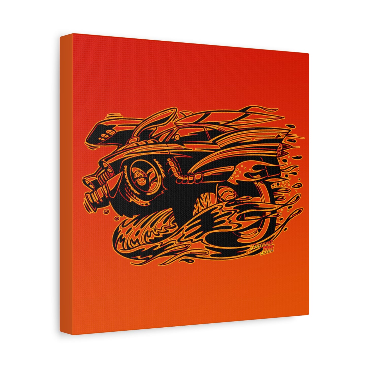 HOT ROD CHEVY Muscle Car Fireball Art Canvas Wall Print - Multiple Sizes
