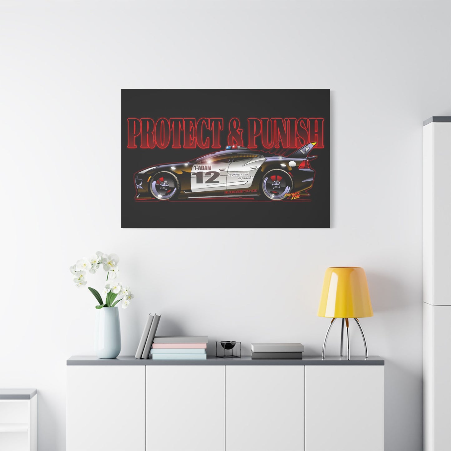 ADAM 12 FISKER KARMA Police Car Canvas Art Print - 11x14