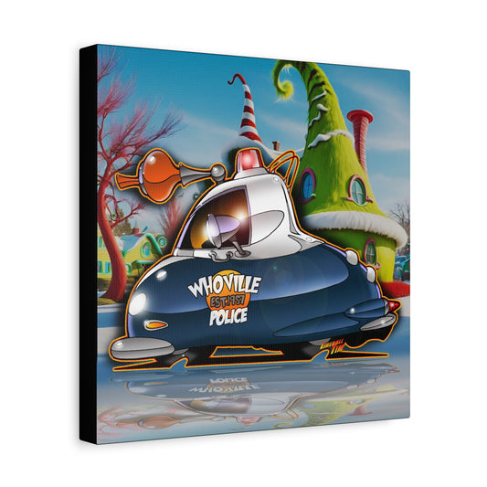 THE GRINCH WHOVILLE POLICE CAR Fireball Art Canvas Print - 12x12