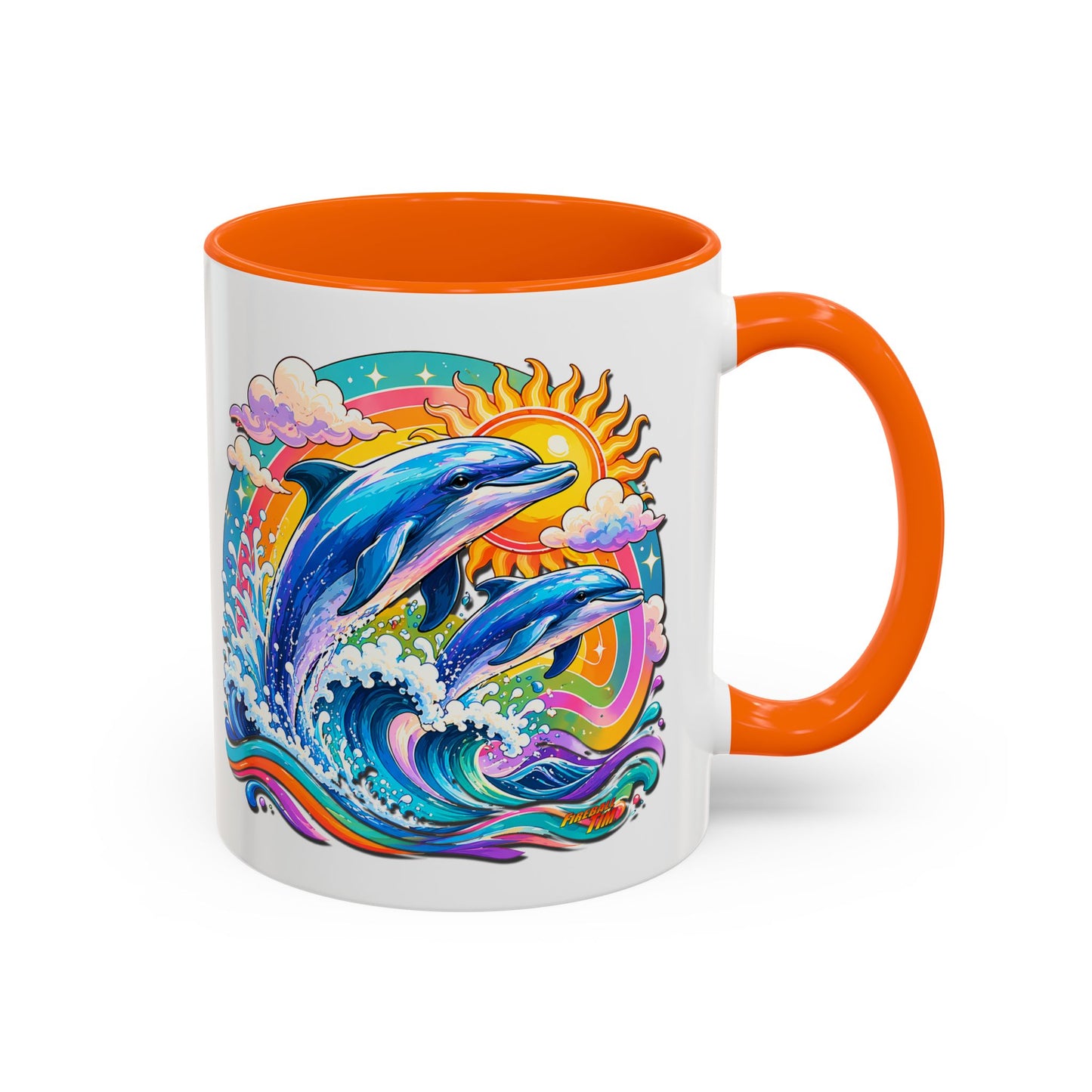 DOLPHIN SPLASH 2 Aquarium Series Fireball Art Coffee Mug - 2 Sizes