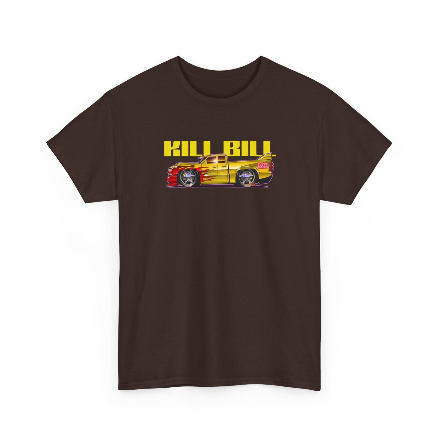 KILL BILL PUSSY WAGON Chevy Pickup Truck Fireball Art Tee Shirt - Multiple Sizes