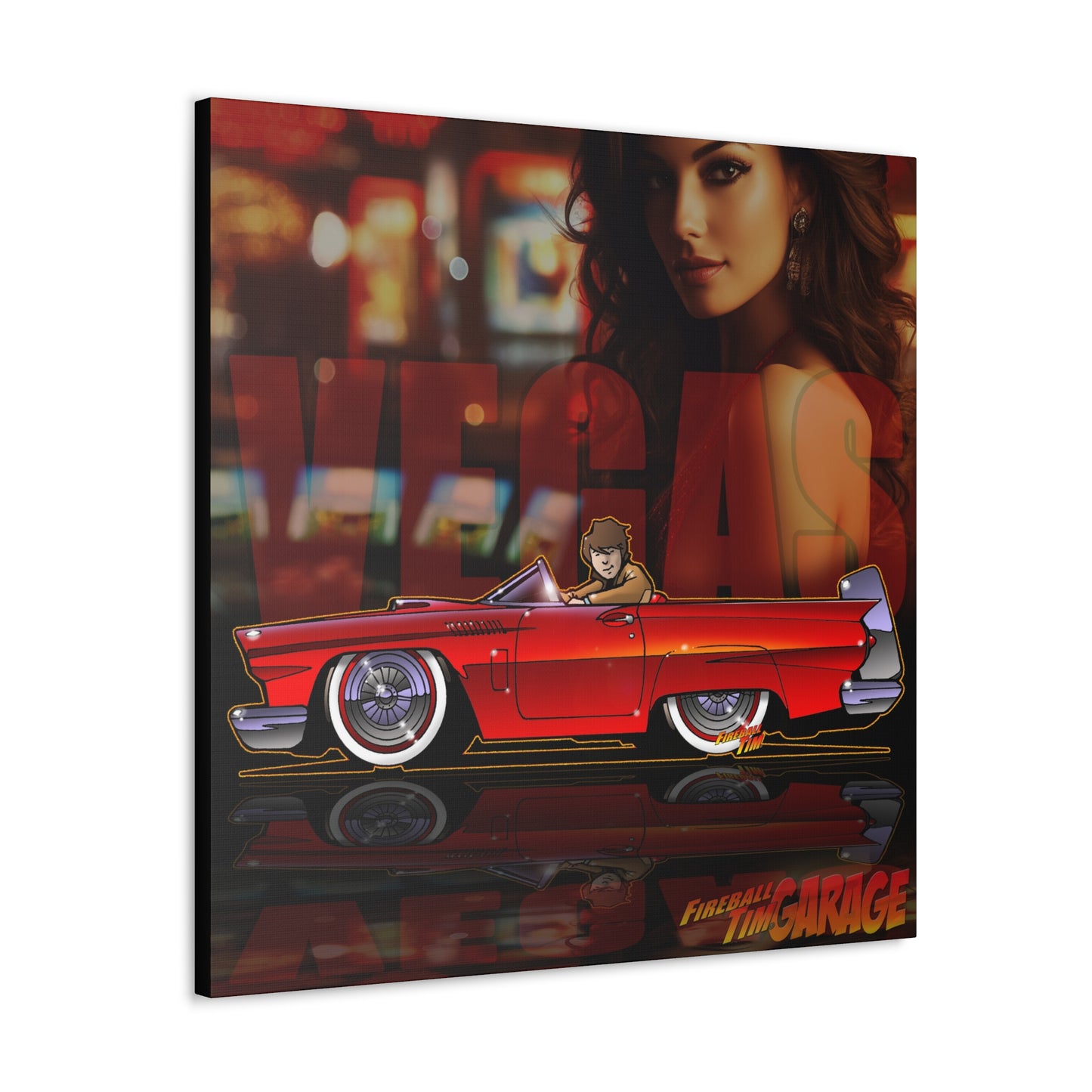 VEGAS THUNDERBIRD TV Car Robert Urich Concept Art Canvas MASTERPRINT 3 Sizes