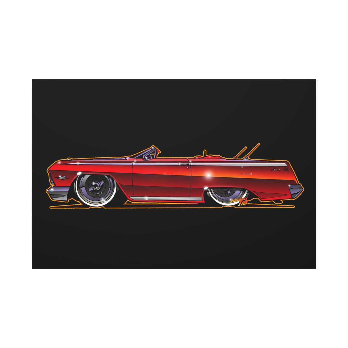 CHEVY IMPALA LOWRIDER Fireball Art Canvas Print