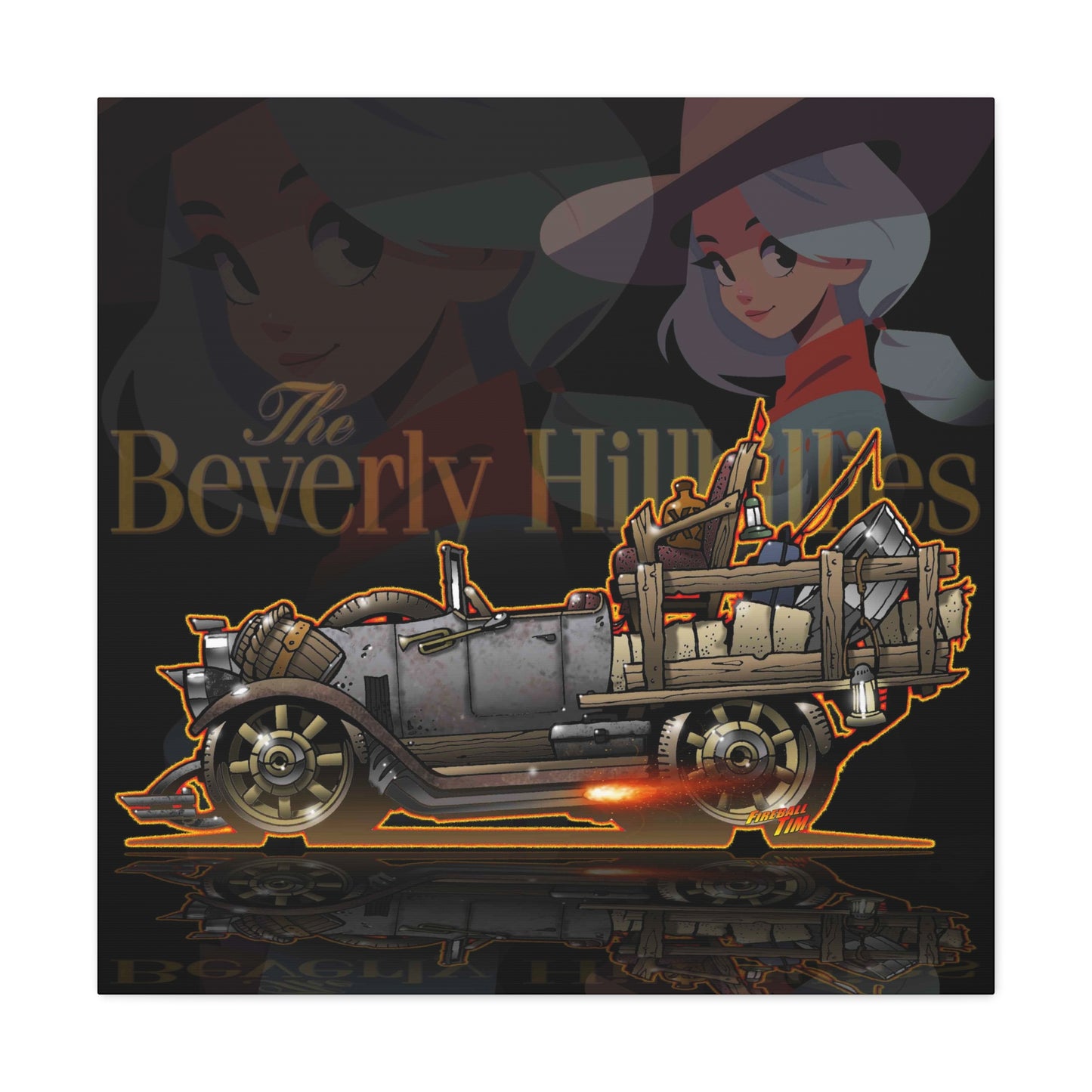 THE BEVERLY HILLBILLIES TV Show Car Concept Art MASTERPRINT Canvas 3 Sizes