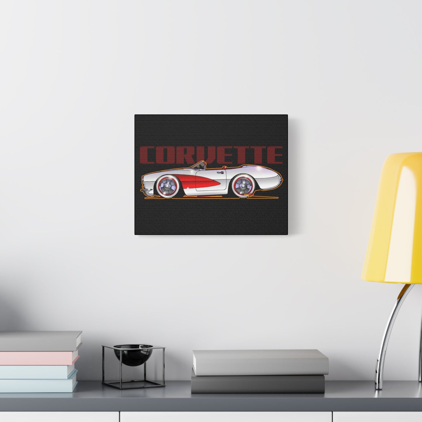 CORVETTE 1957 Collectible Fireball Art Canvas Print
