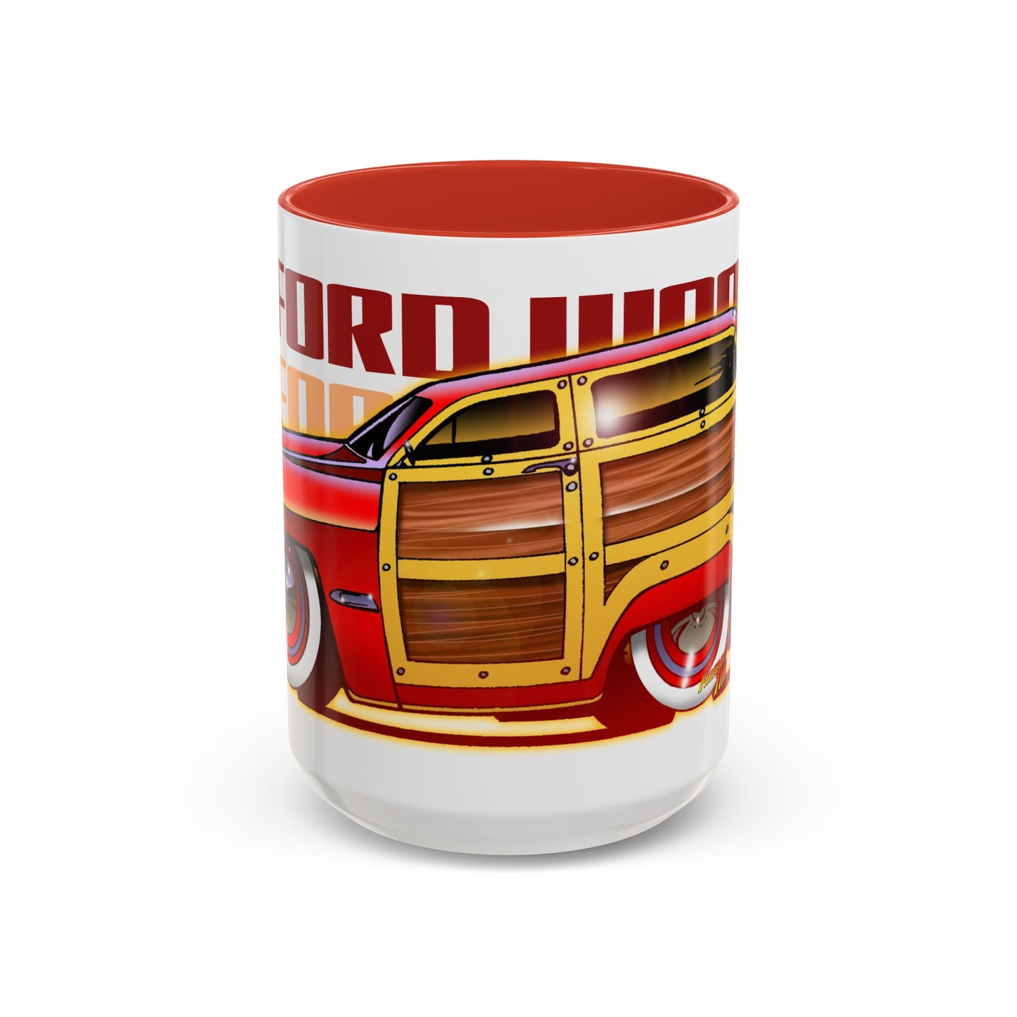 FORD WOODIE 1950 Collectible Fireball Art Coffee Mug - 2 Sizes