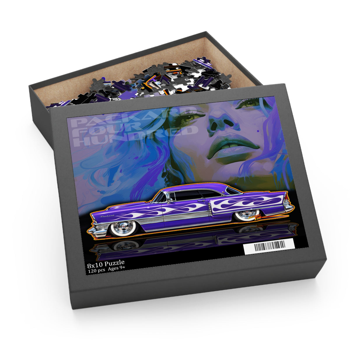 PACKARD 1955 Kustom Four Hundred Collectible Fireball Art Jigsaw Puzzle — Retro Custom Cars (120/252/500‑Piece)