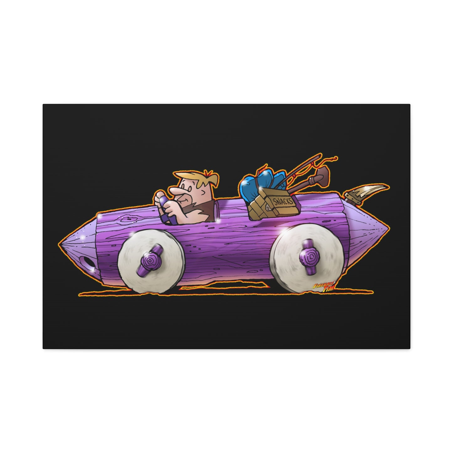 FLINSTONES BARNEY RUBBLE Fireball Art Canvas Wall Print - Multiple Sizes
