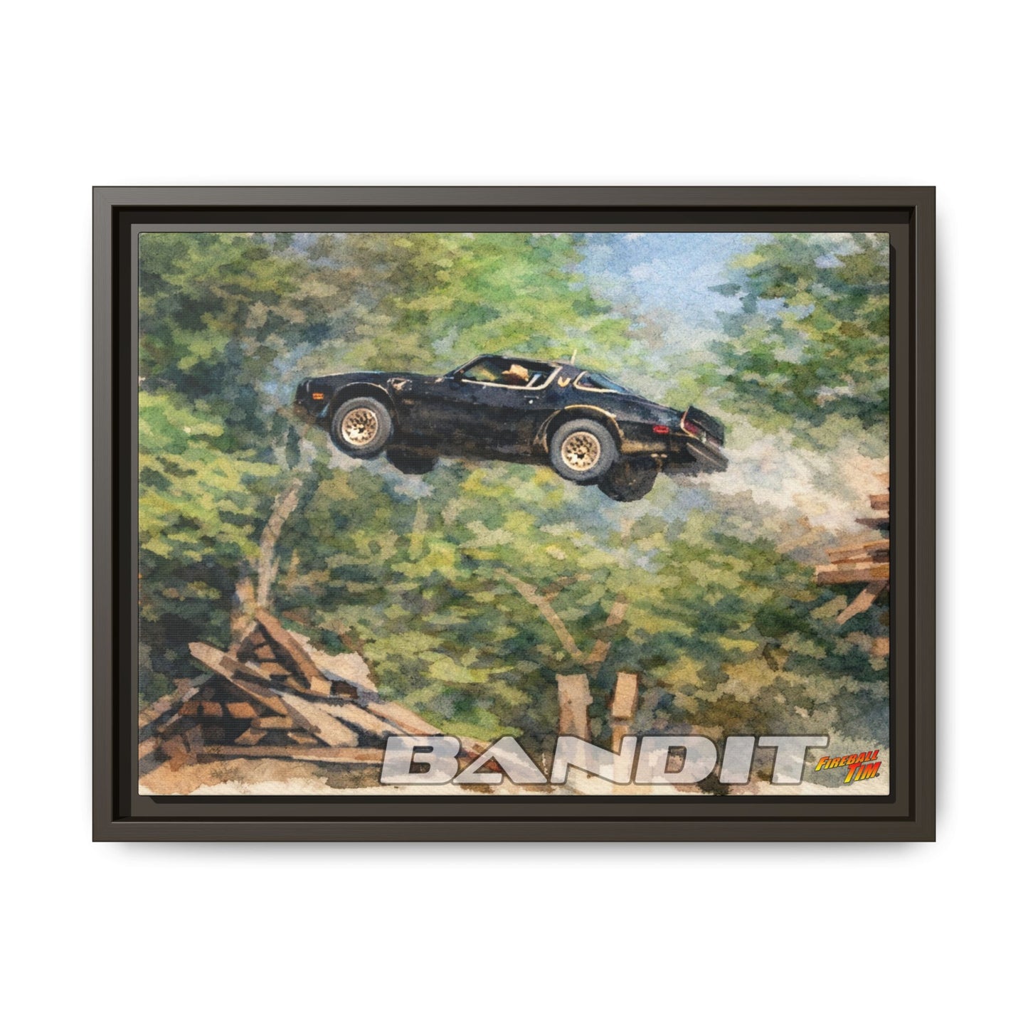 SMOKEY AND THE BANDIT TRANS AM WATERCOLOR PAINTING Fireball Movie Car Canvas Print - Framed 24x18