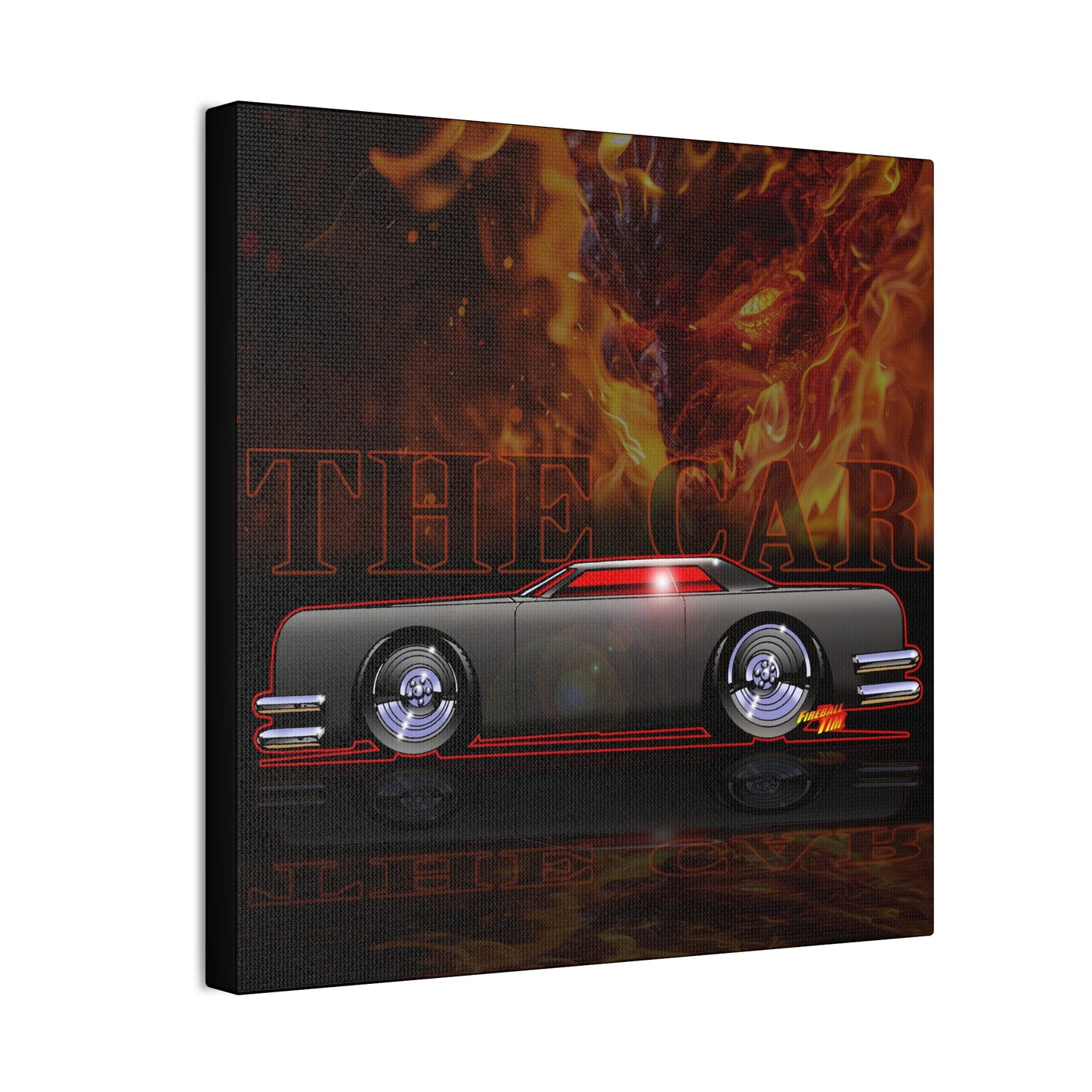 THE CAR Devil Movie Car Fireball Art Canvas Print - 12x12