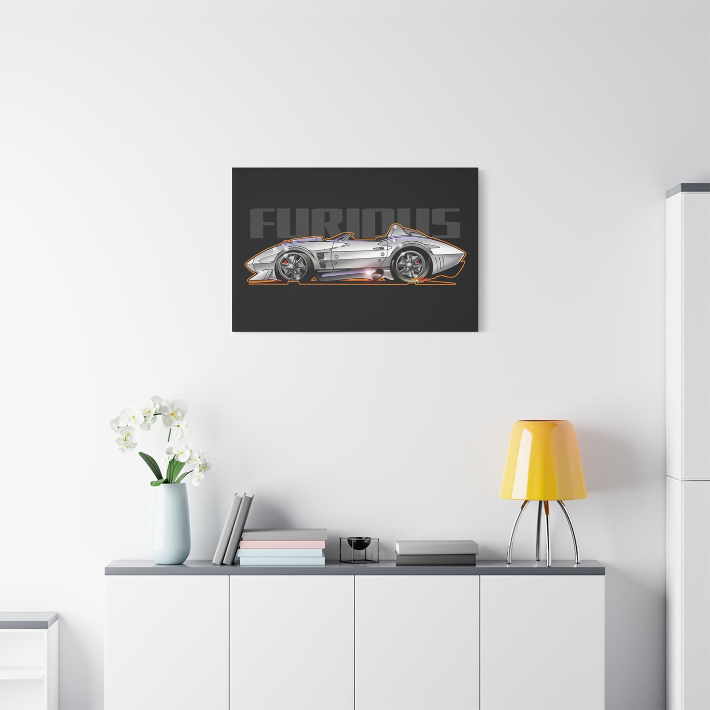 FAST AND FURIOUS Grand Sport Stingray Corvette Fireball Art Canvas Art Wall Print