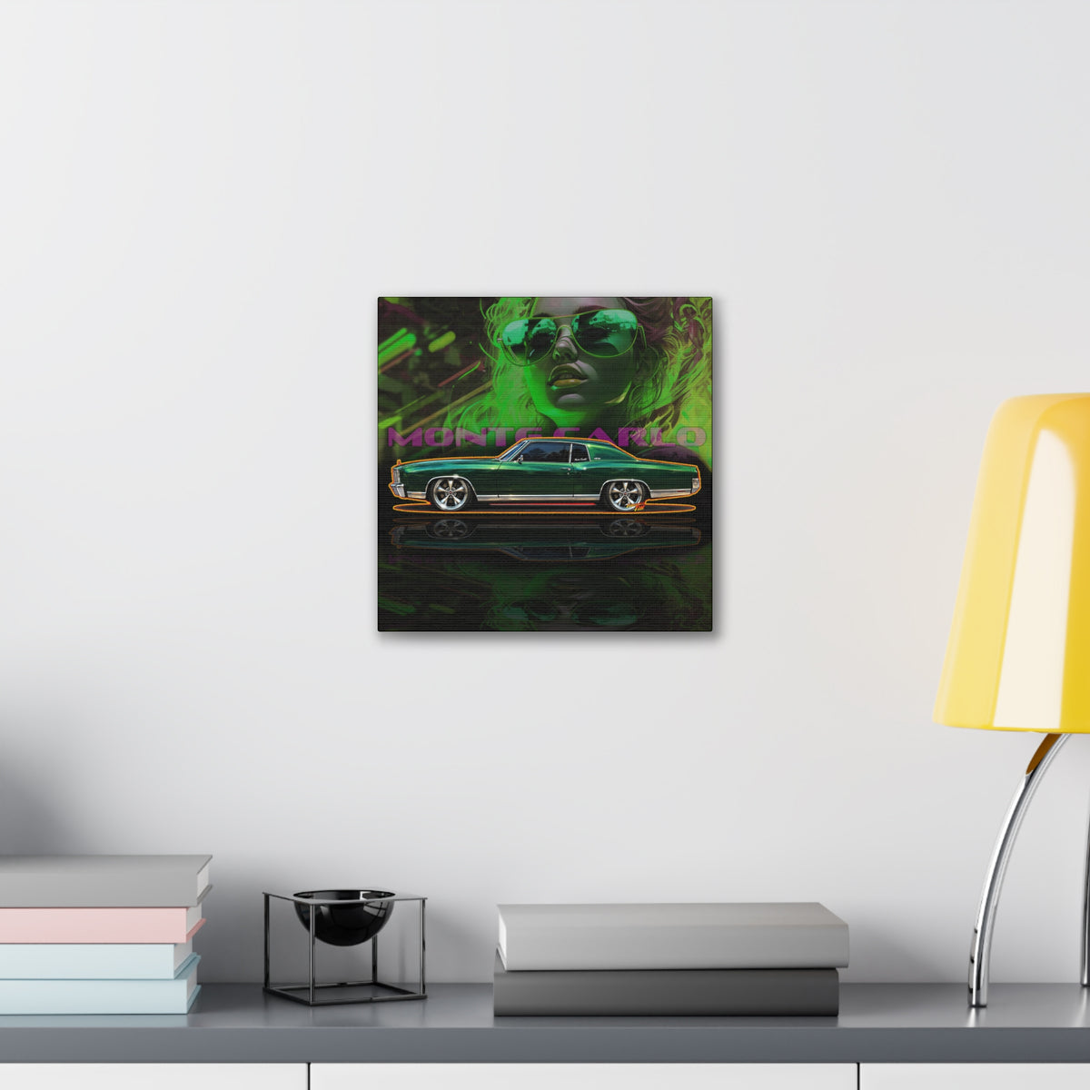 CHEVY MONTE CARLO 1971 Collectible Fireball Art Canvas Stretched Print
