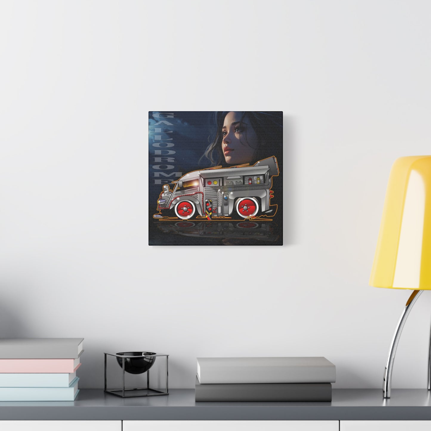 GALLODROME French Food Truck Fireball Art Collectible Canvas Print - 12x12