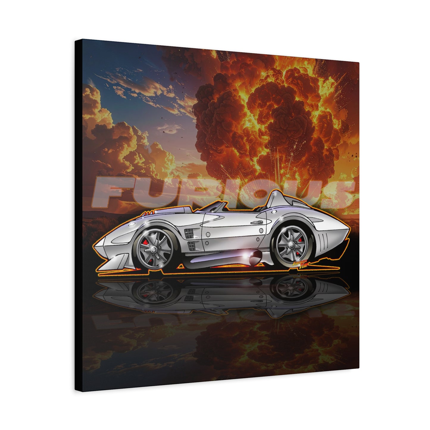 FAST AND FURIOUS Grand Sport Stingray Corvette Fireball Art Canvas Print