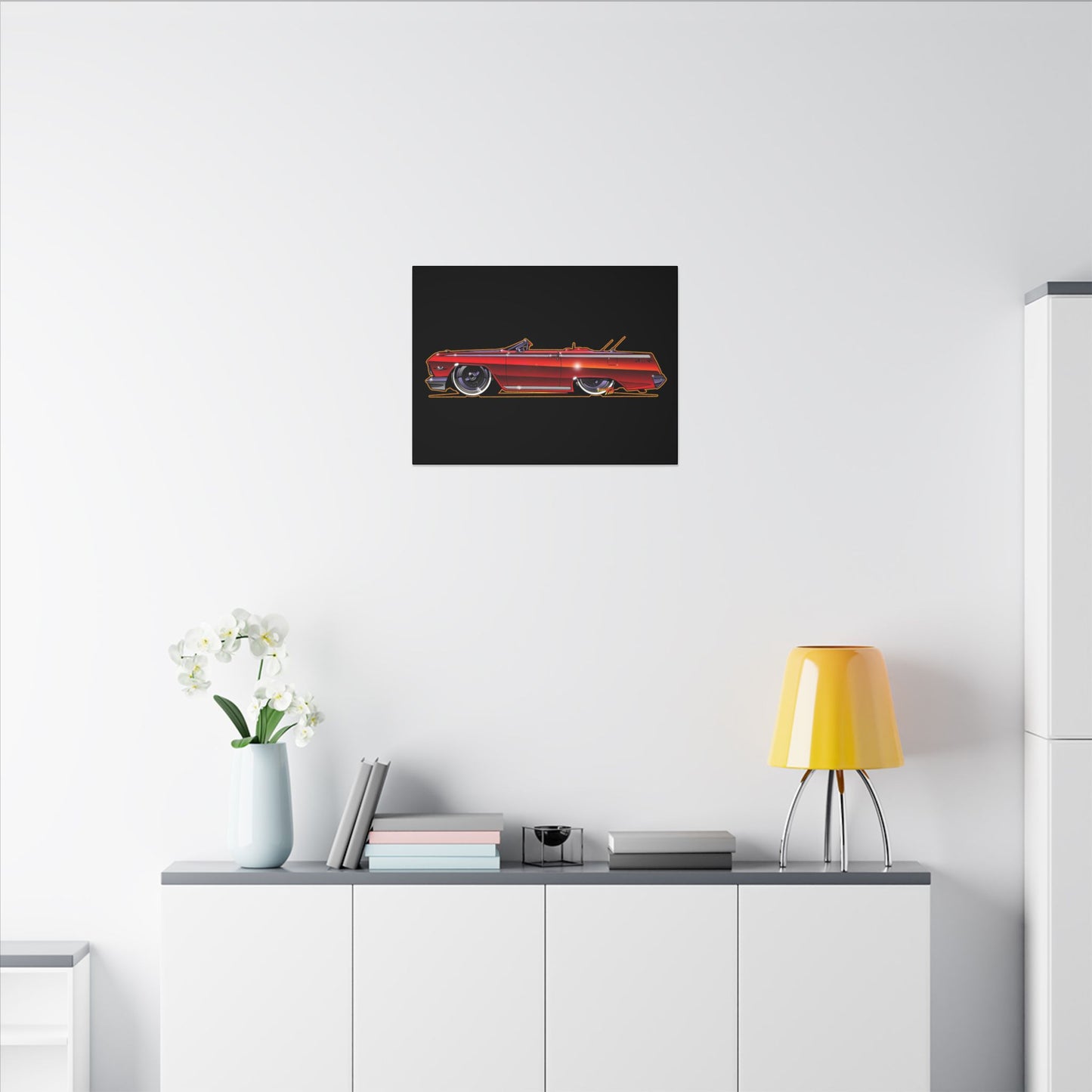 CHEVY IMPALA LOWRIDER Fireball Art Canvas Print