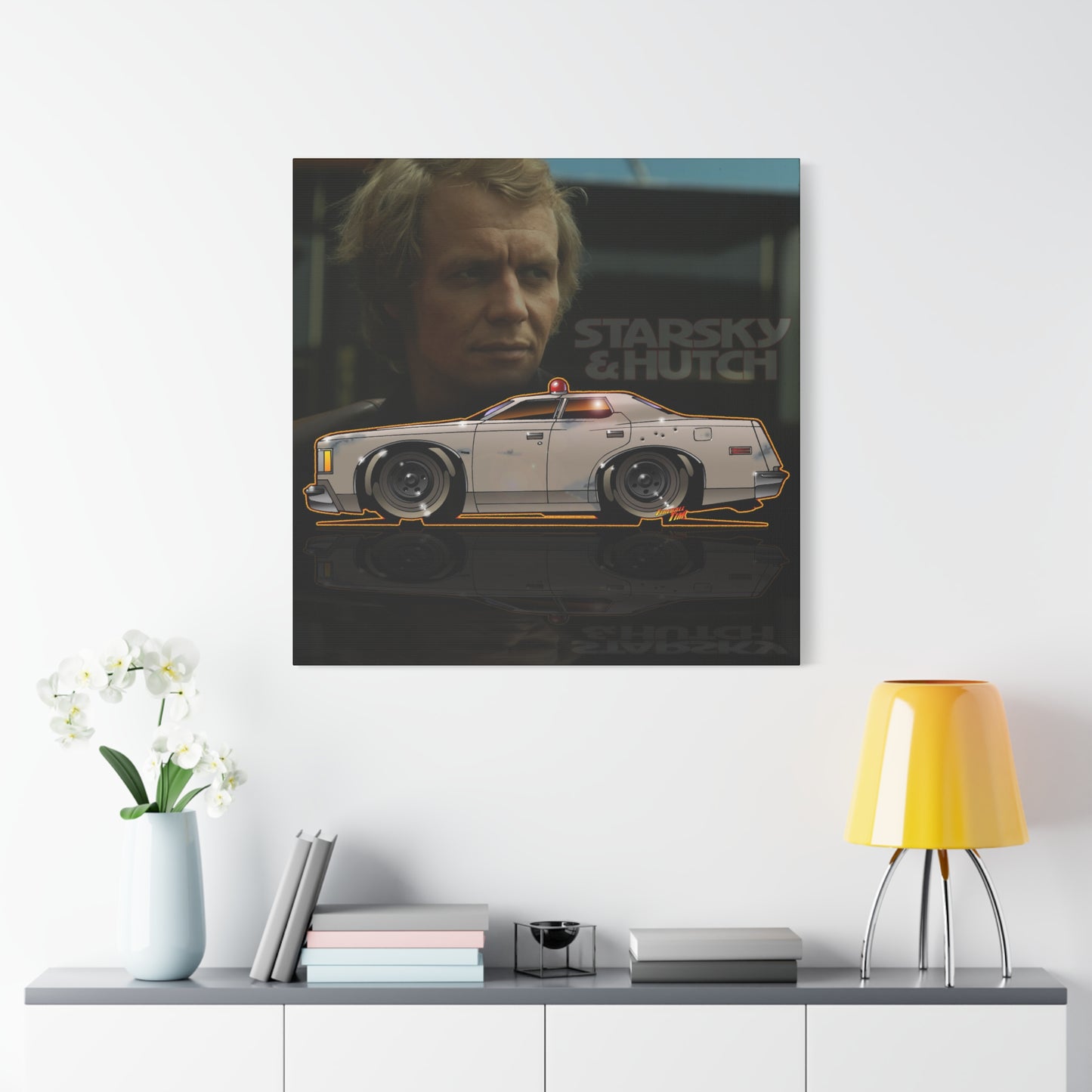 STARSKY AND HUTCH Hutchmobile Fireball Art Canvas Wall Print