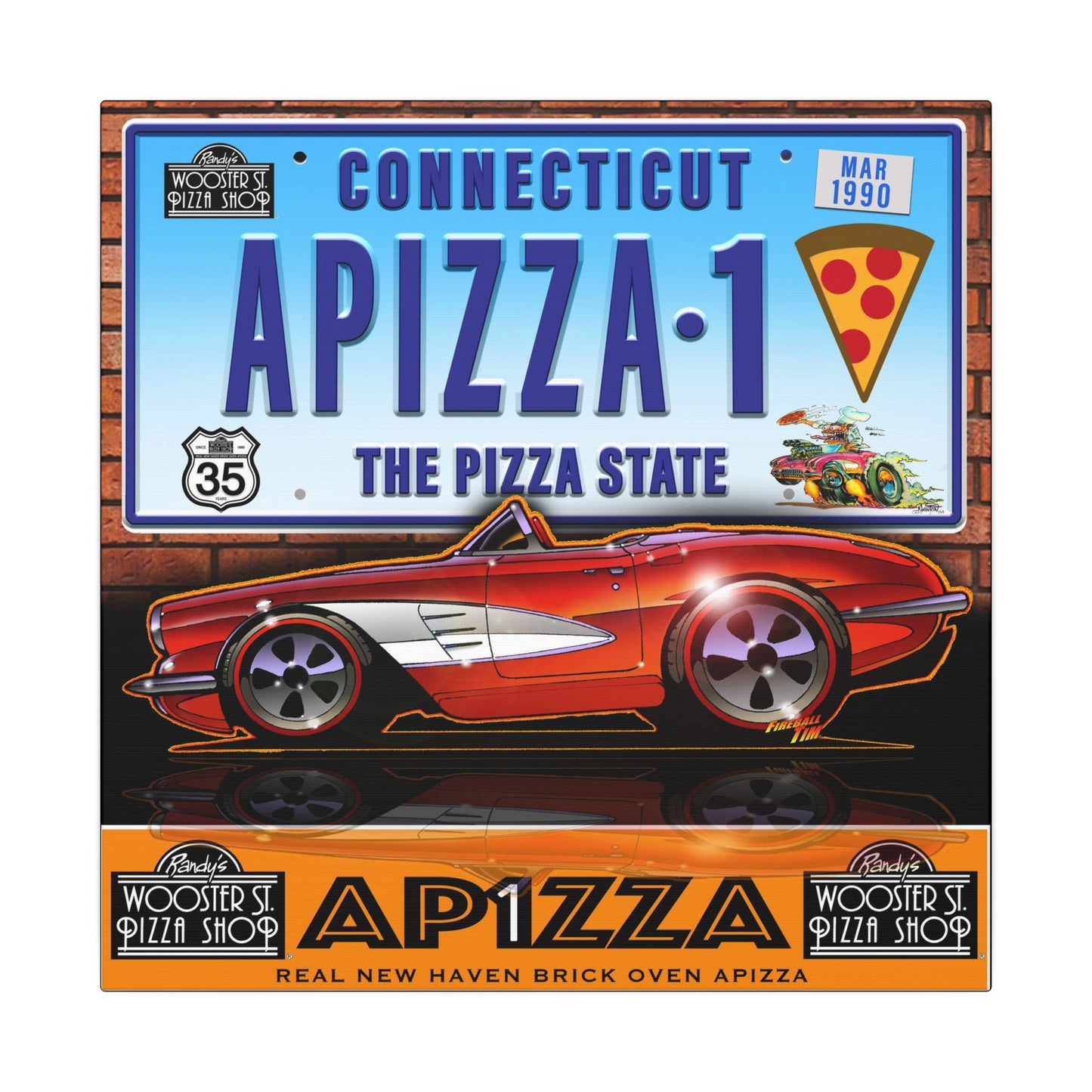 CORVETTE 1958 APIZZA 1 Fireball Art Canvas Print