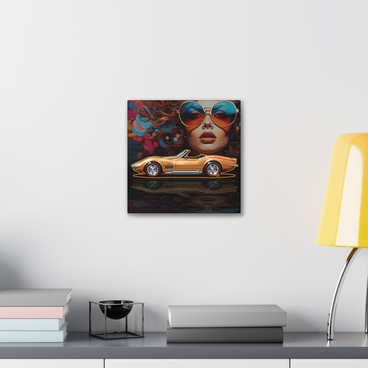 CHEVROLET CORVETTE 1969 Collectible Fireball Art Canvas Stretched Print