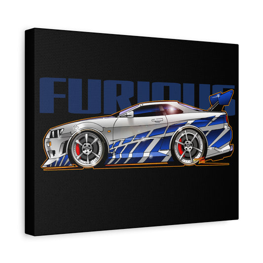 FAST AND FURIOUS NISSAN GTR Paul Walker Fireball Art Canvas Wall Print