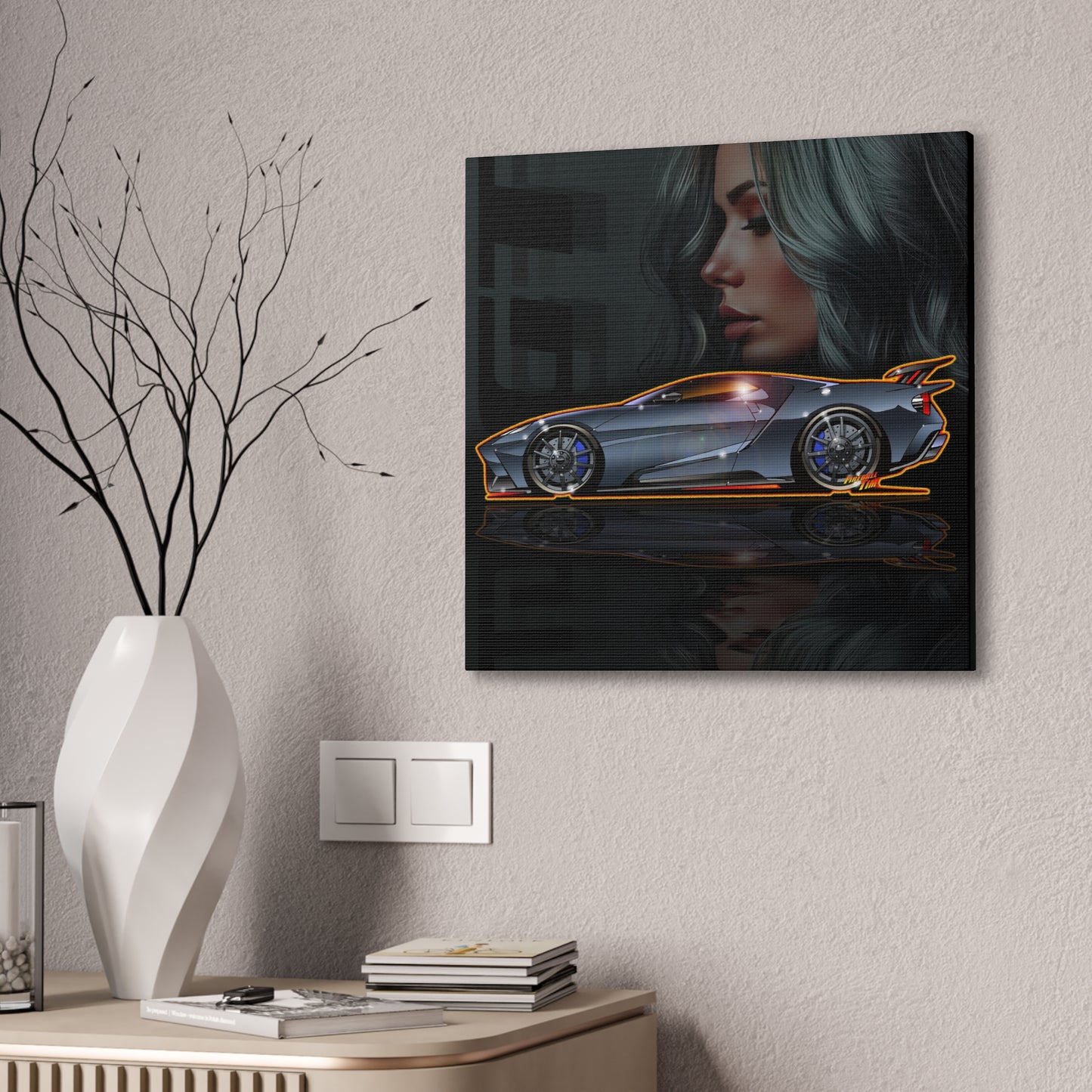 FORD GT Supercar Fireball Art Canvas Print