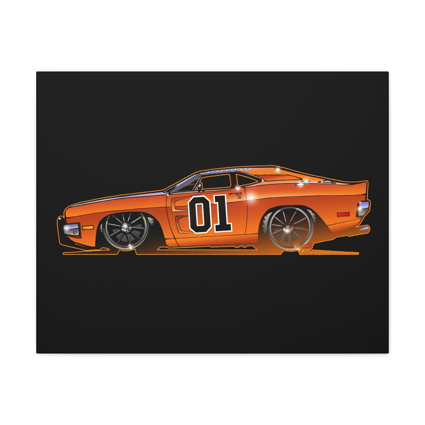 DUKES OF HAZZARD General Lee Dodge Charger Fireball Art Canvas Wall Print