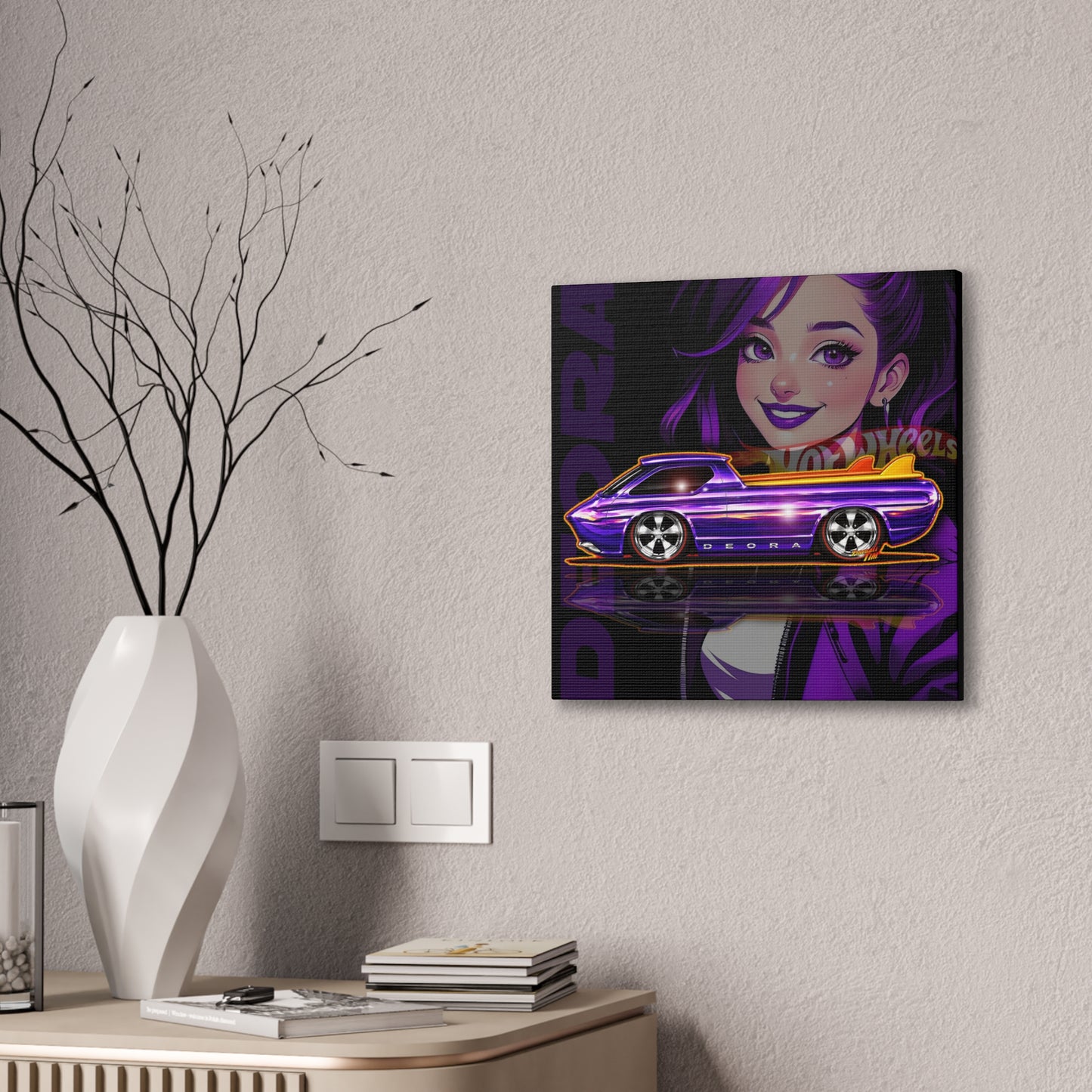 HOT WHEELS Sweet 16 DEORA Collectible Fireball Art Canvas Stretched Print