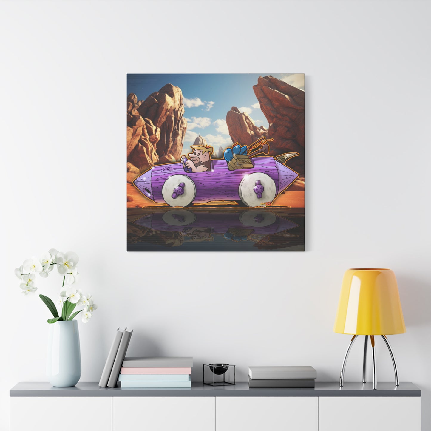 FLINSTONES BARNEY RUBBLE Fireball Art Canvas Wall Print - Multiple Sizes