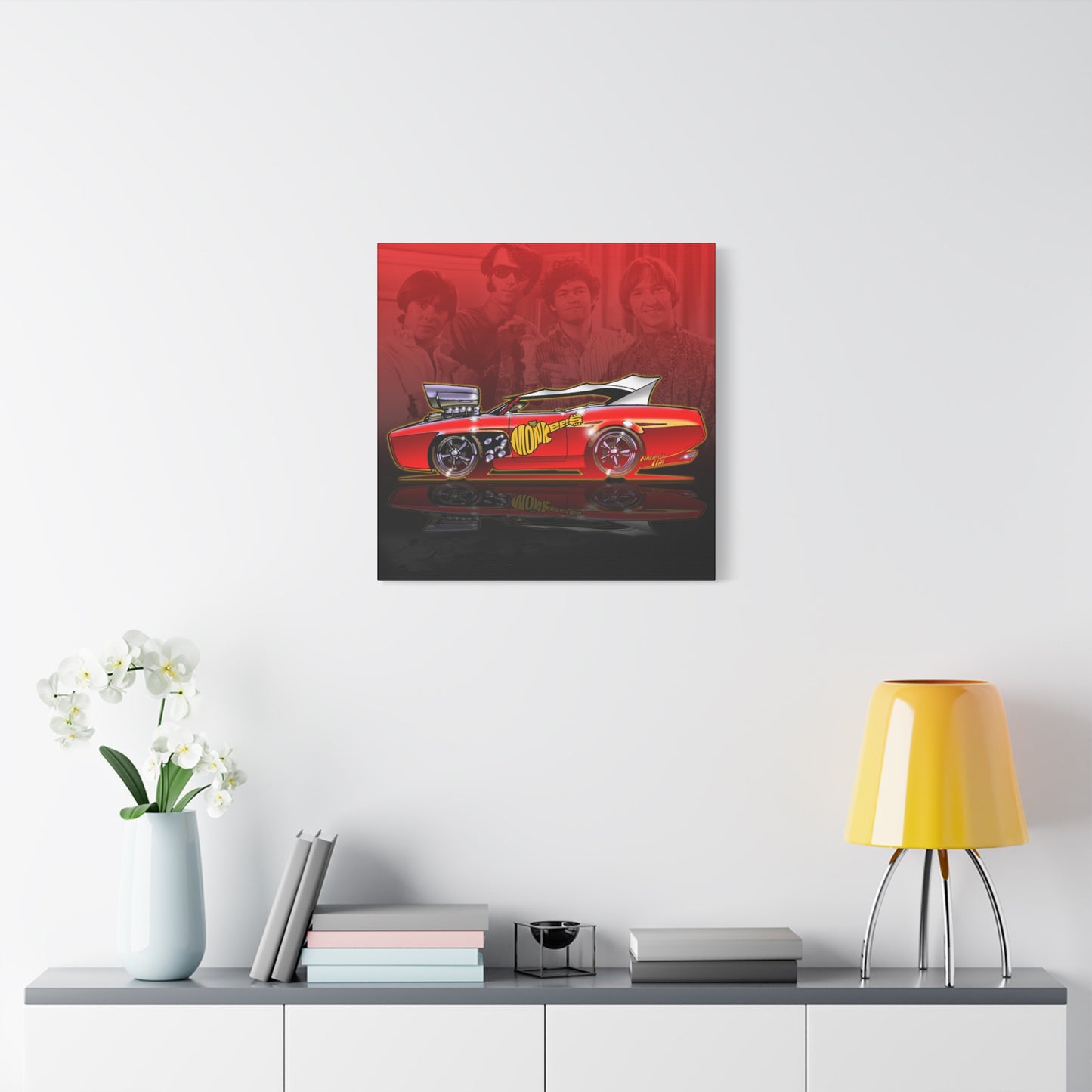 THE MONKEES Monkeemobile Fireball Canvas Art Wall Print