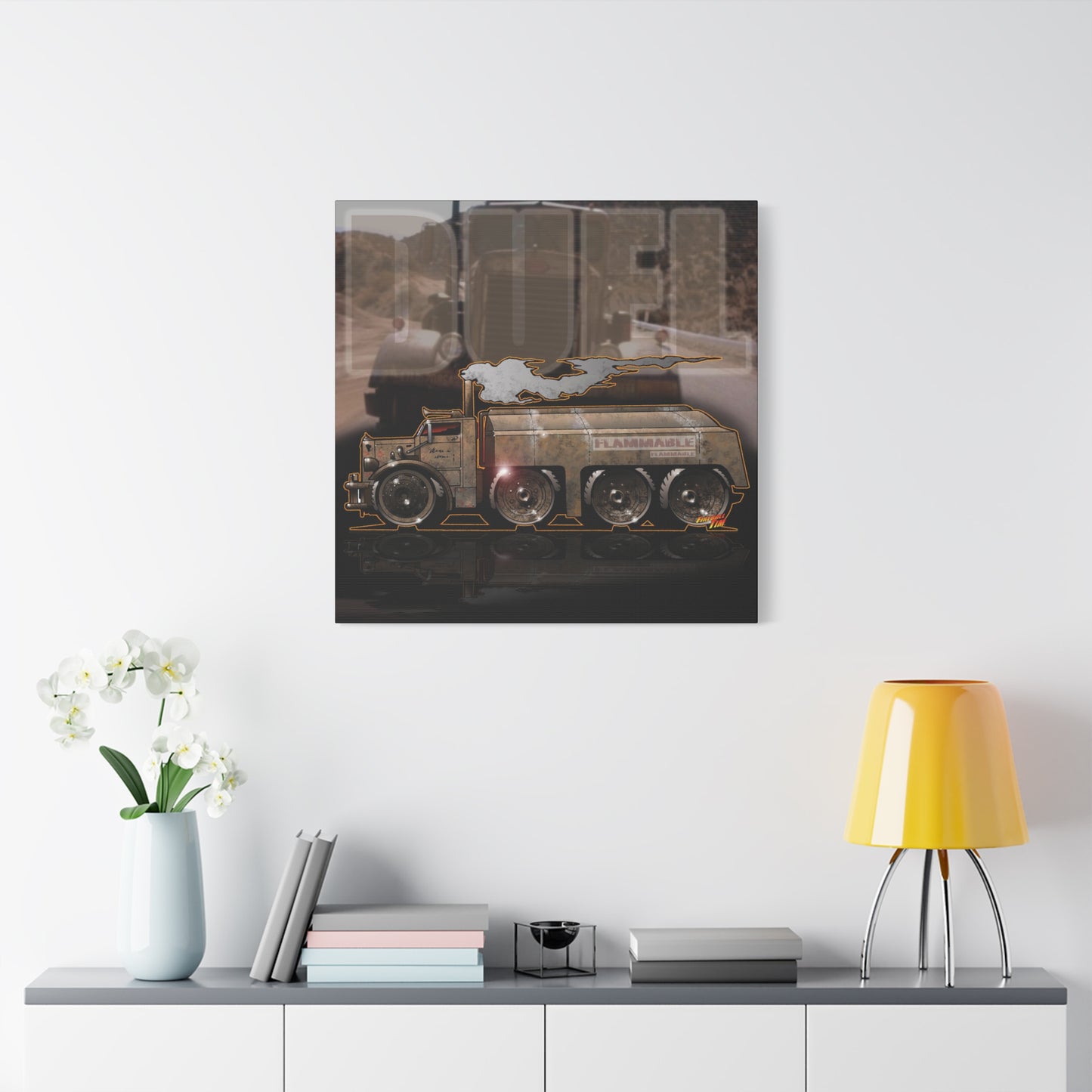DUEL Killer Movie Truck Fireball Art Canvas Print - Sizes