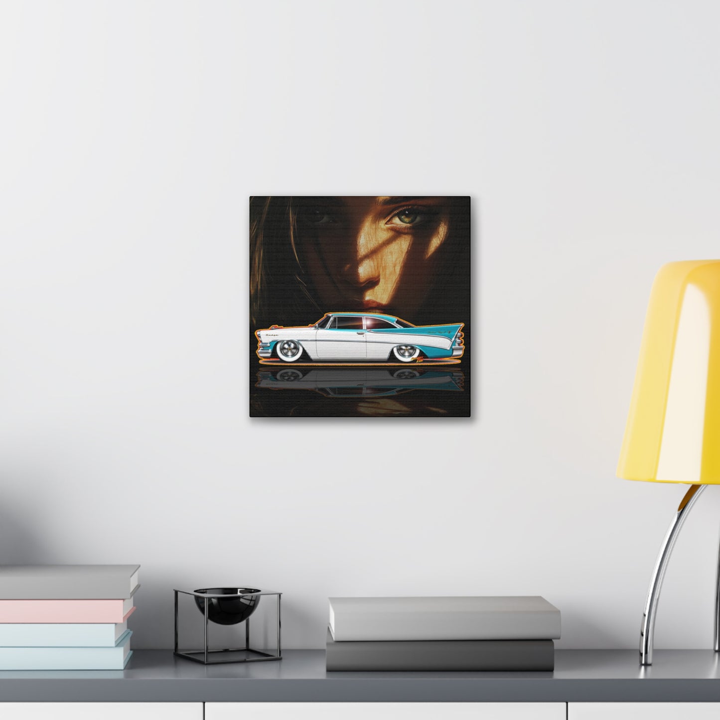 DODGE CUSTOM ROYAL 1957 Collectible Fireball Art Canvas Stretched Print