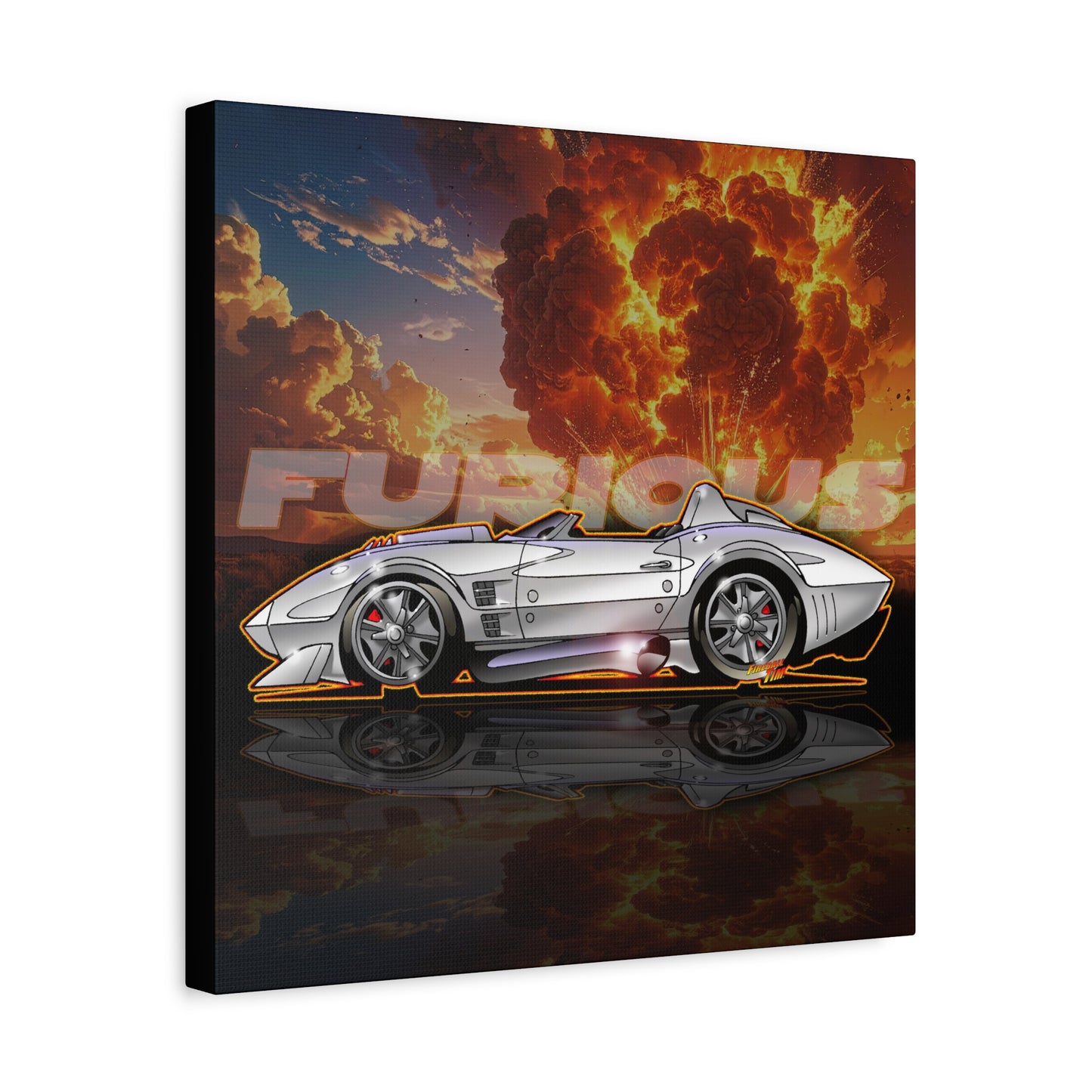 FAST AND FURIOUS Grand Sport Stingray Corvette Fireball Art Canvas Print