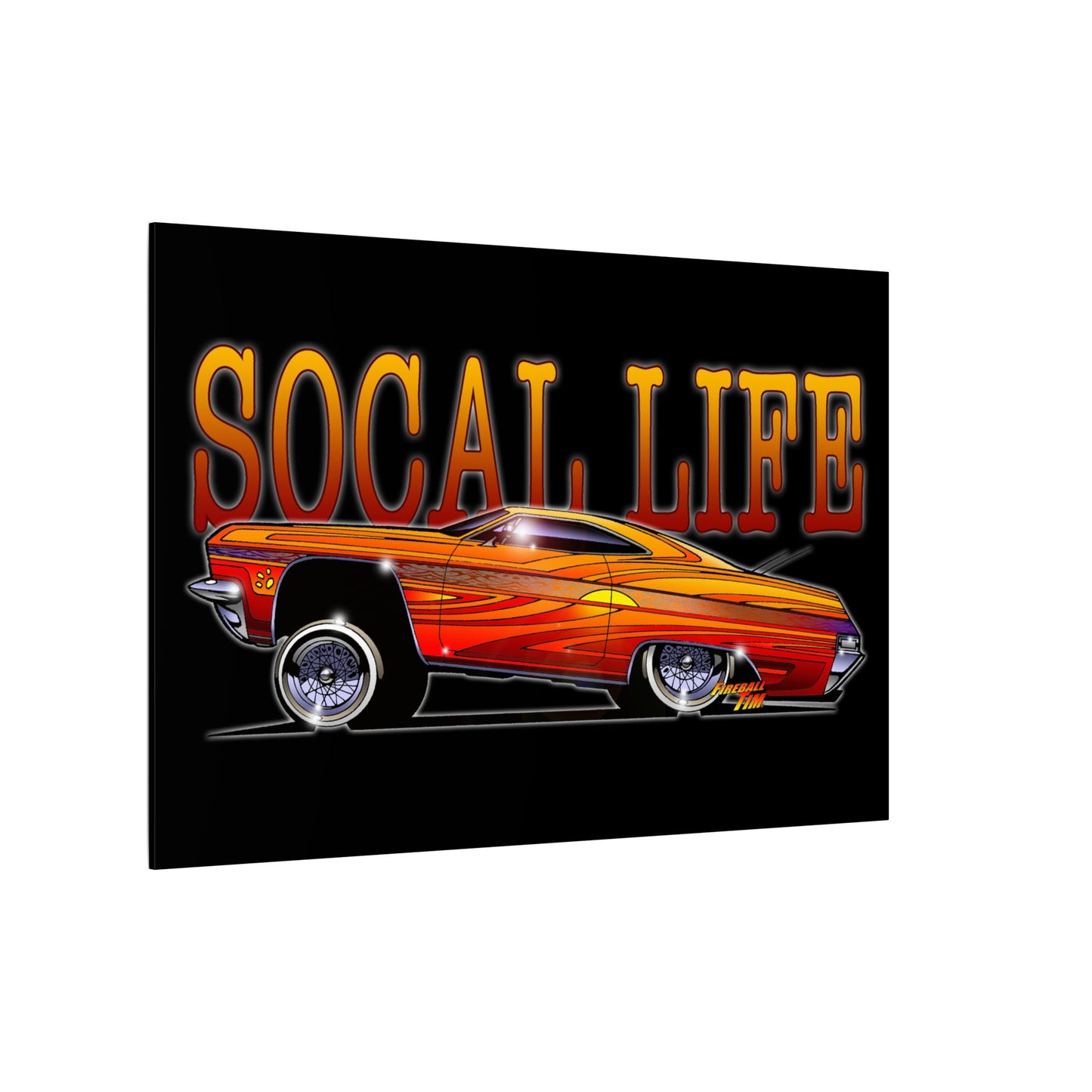 CHEVY IMPALA LOWRIDER Fireball Art Canvas Print
