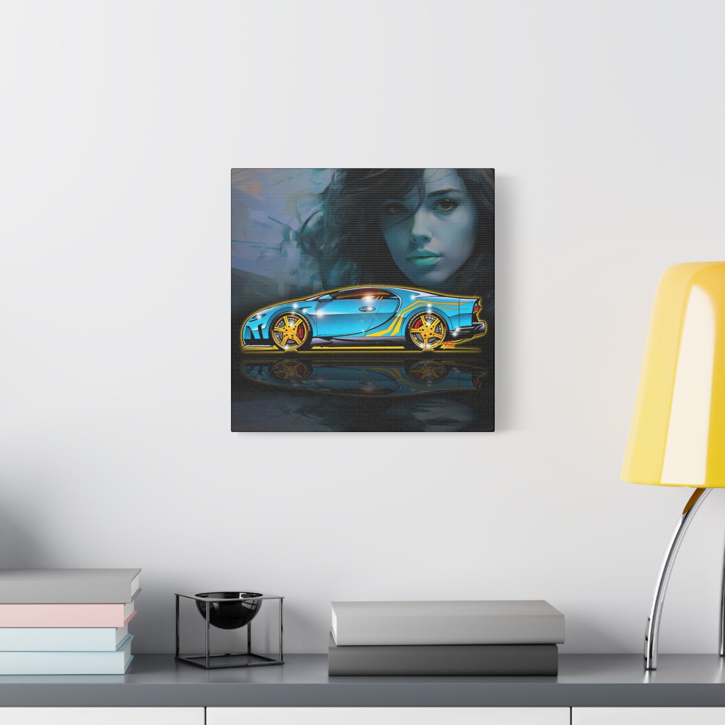 BUGATTI CHIRON Hypercar Fireball Art Canvas Wall Print
