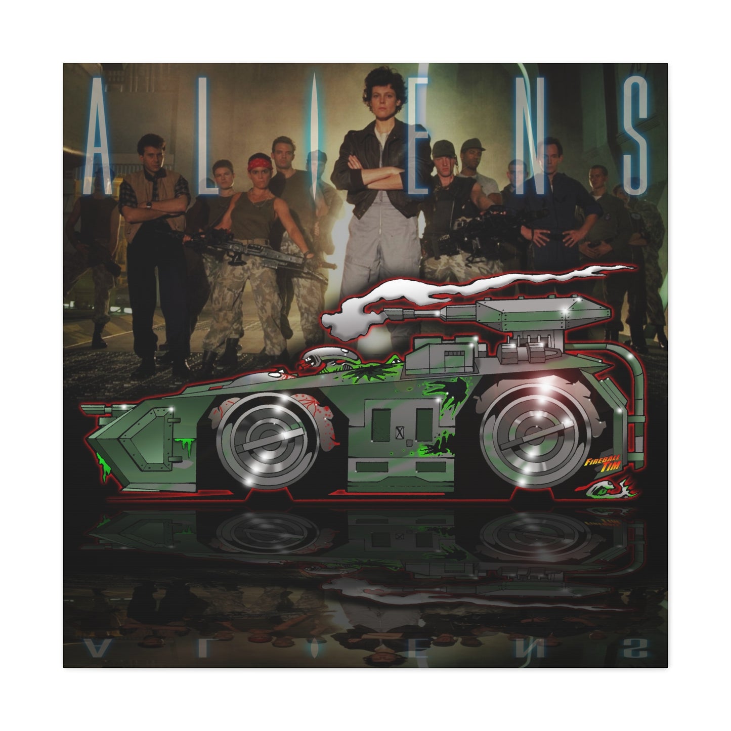 ALIENS APC TANK Movie Car Fireball Art Canvas Print
