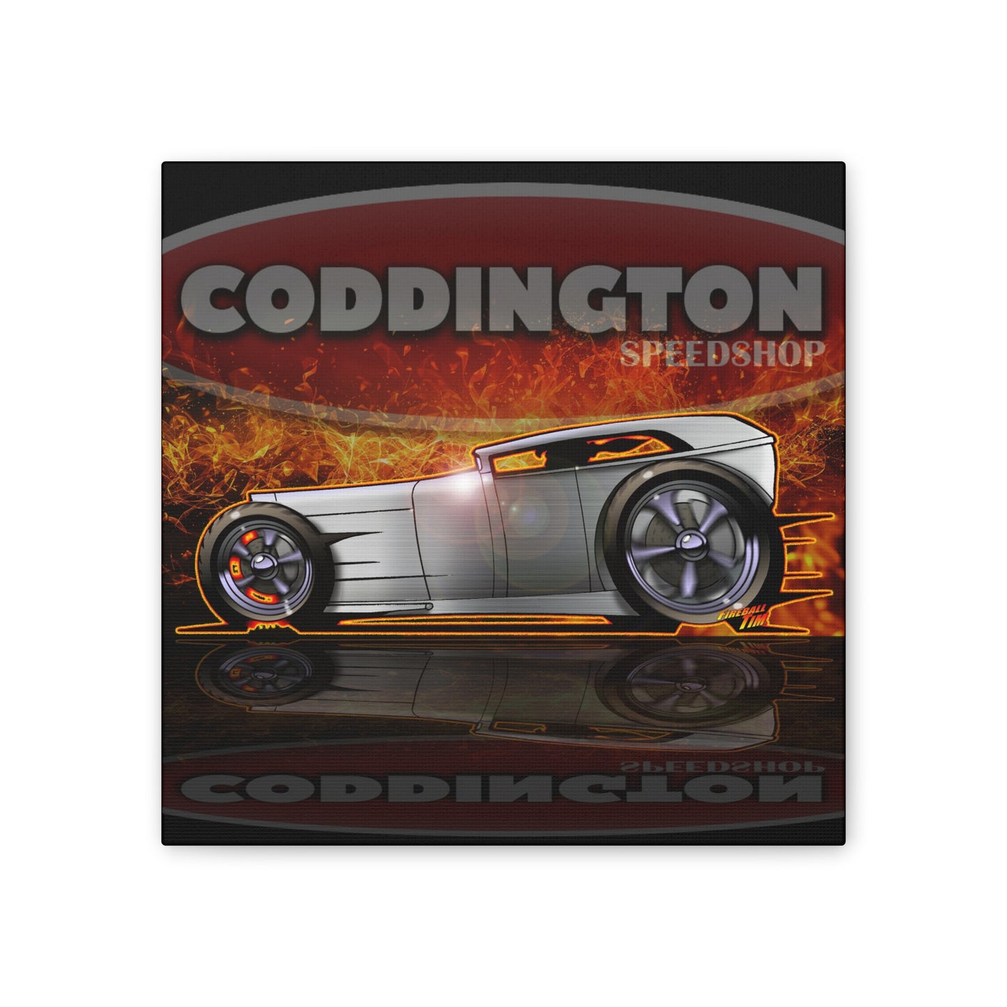 CODDINGTON SPEEDSHOP ALUMA TUB Vintage Custom Hot Rod Canvas Art Print - 12X12