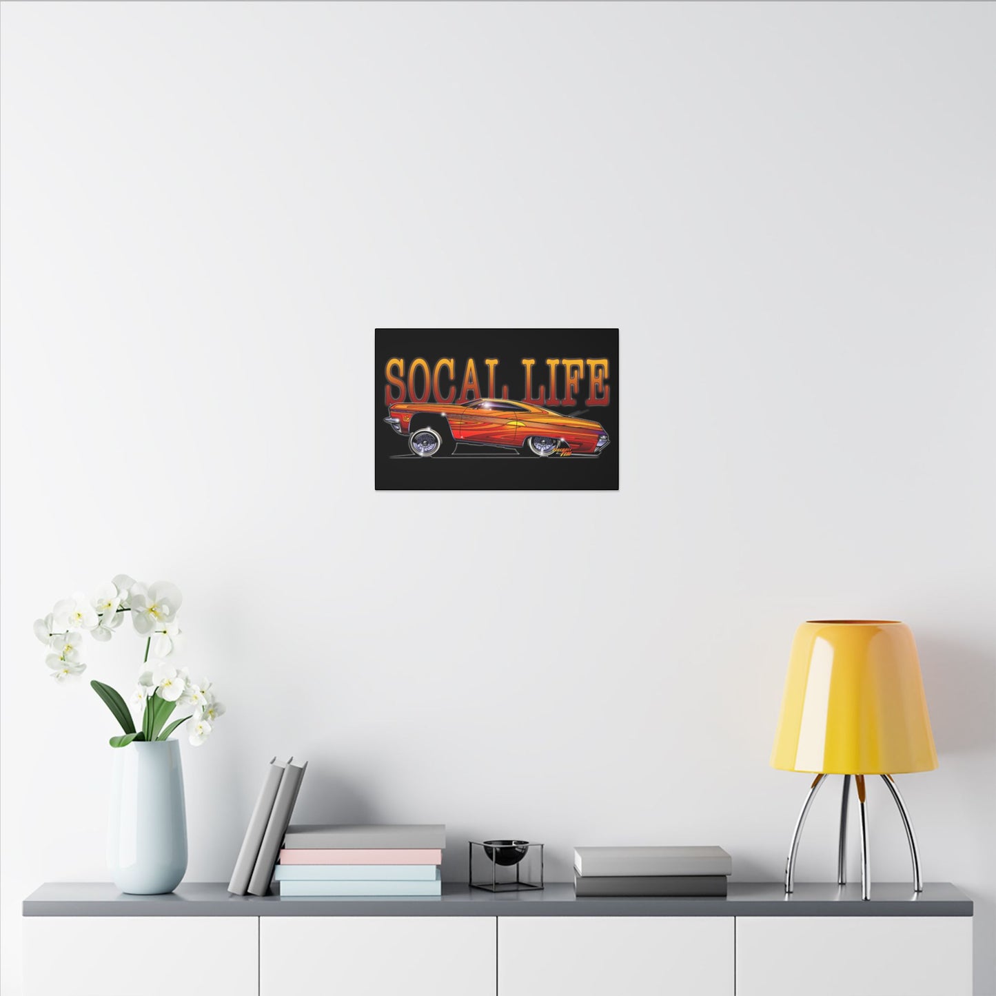 CHEVY IMPALA LOWRIDER Fireball Art Canvas Print