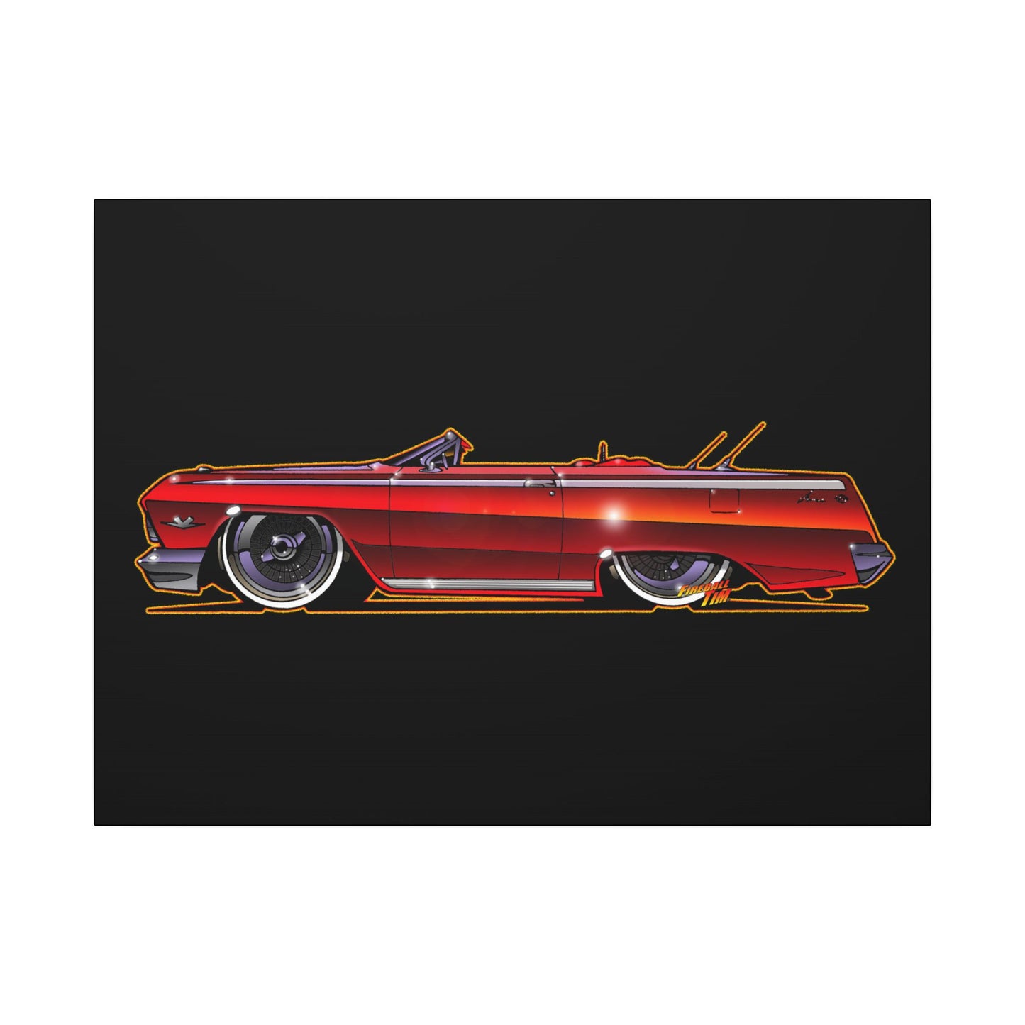 CHEVY IMPALA LOWRIDER Fireball Art Canvas Print