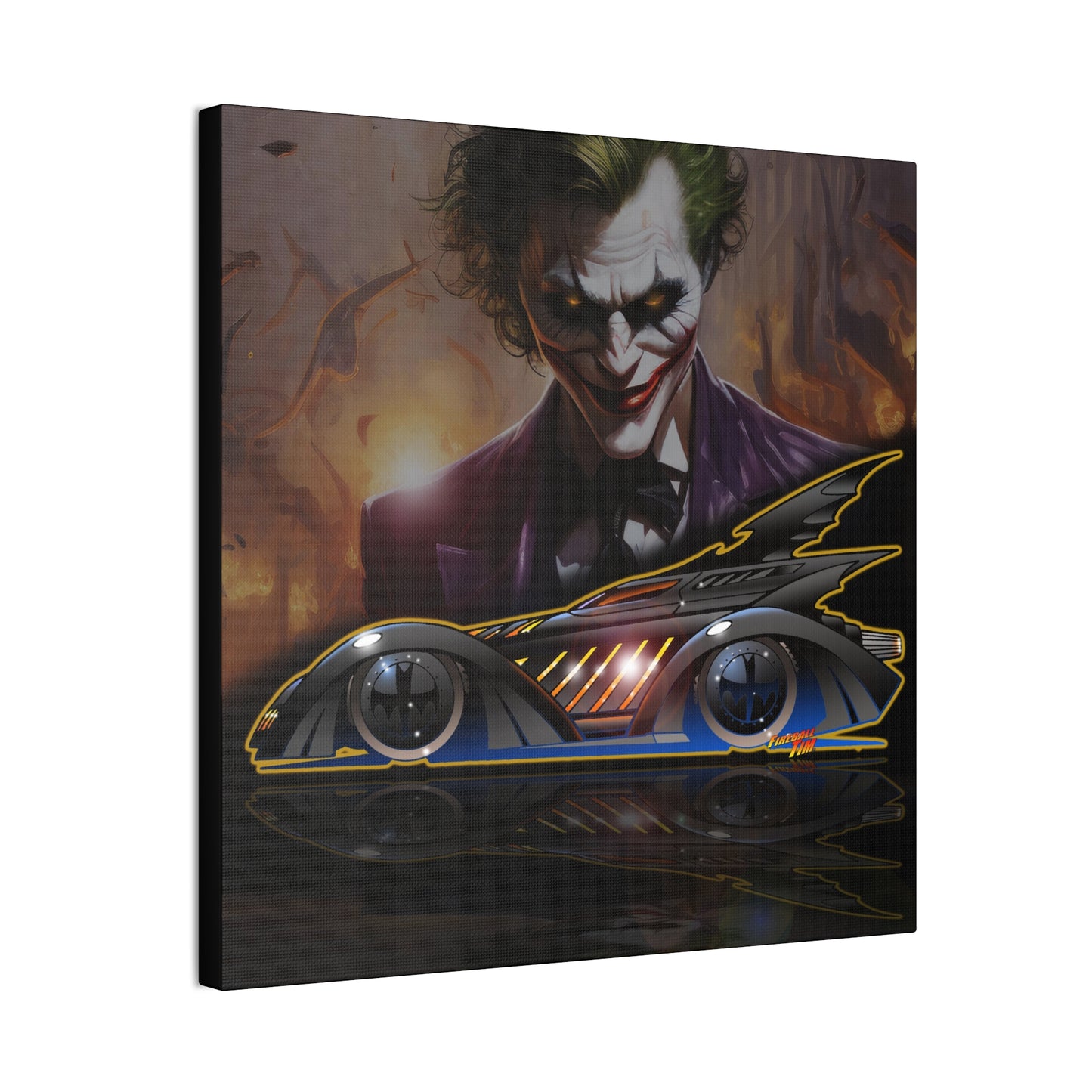 BATMAN FOREVER BATMOBILE Joker Fireball Art Canvas Print