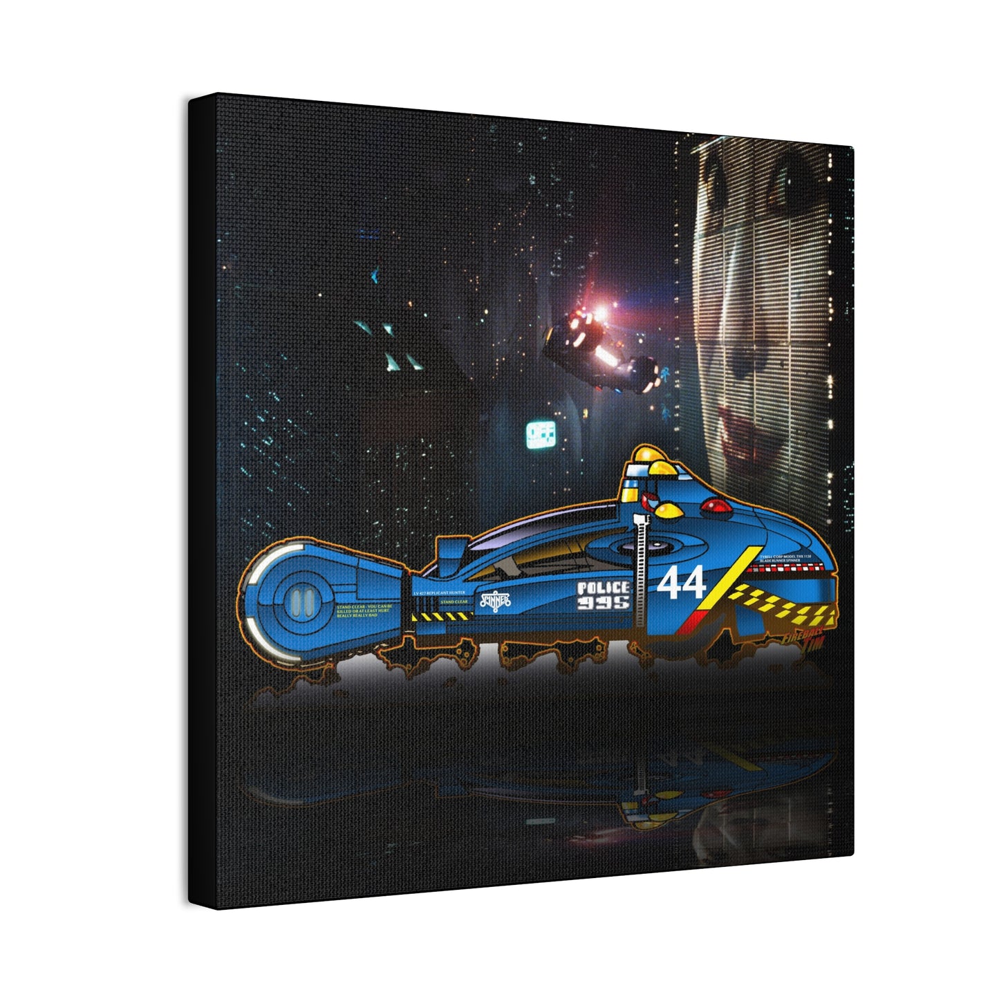 Futuristic BLADE RUNNER Police Hovercraft Canvas Wall Art - Sci-Fi Decor
