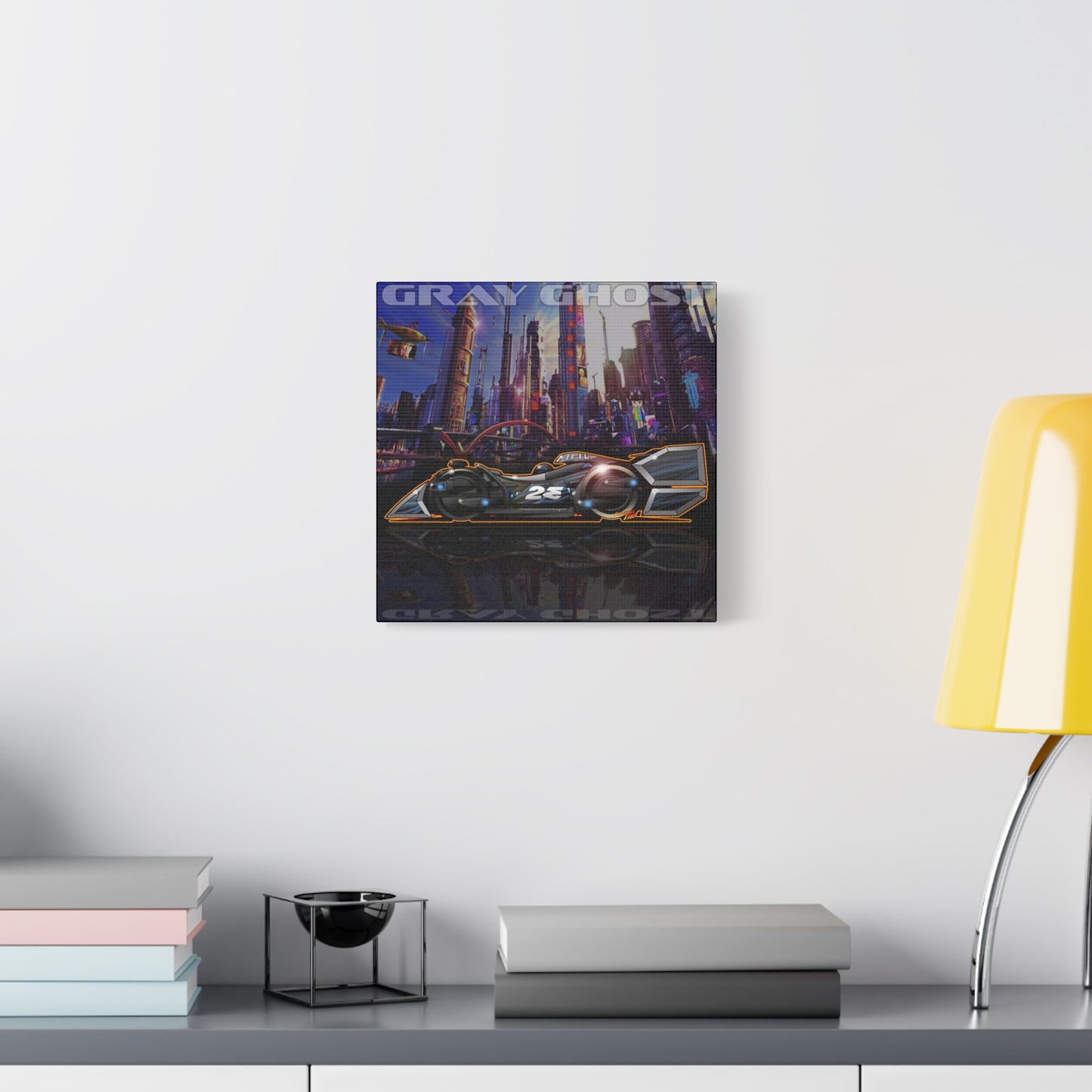 SPEED RACER GRAY GHOST Race Car Fireball Art Canvas Print