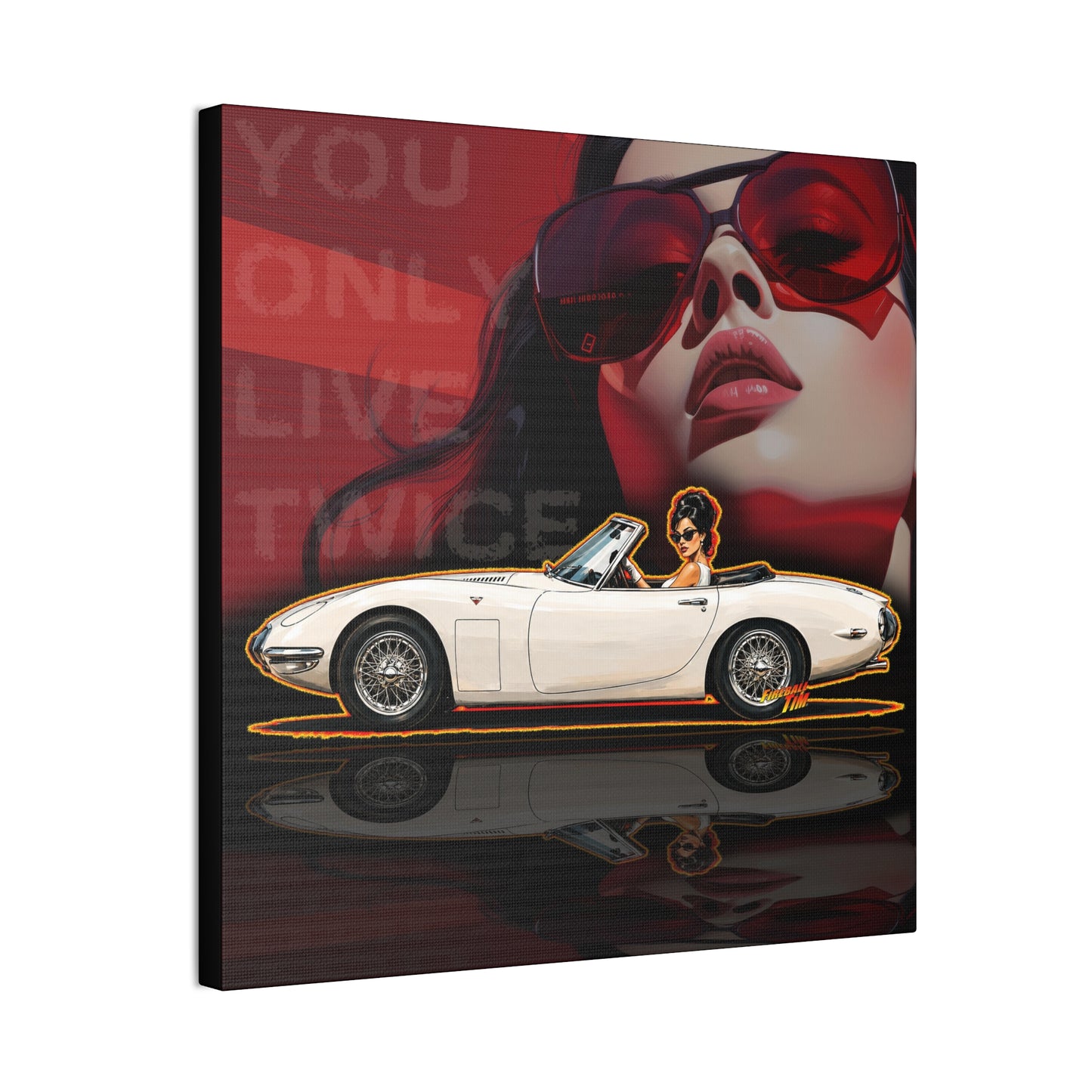 JAMES BOND 007 You Only Live Twice Toyota 2000GT Collectible Fireball Art Canvas Stretched Print