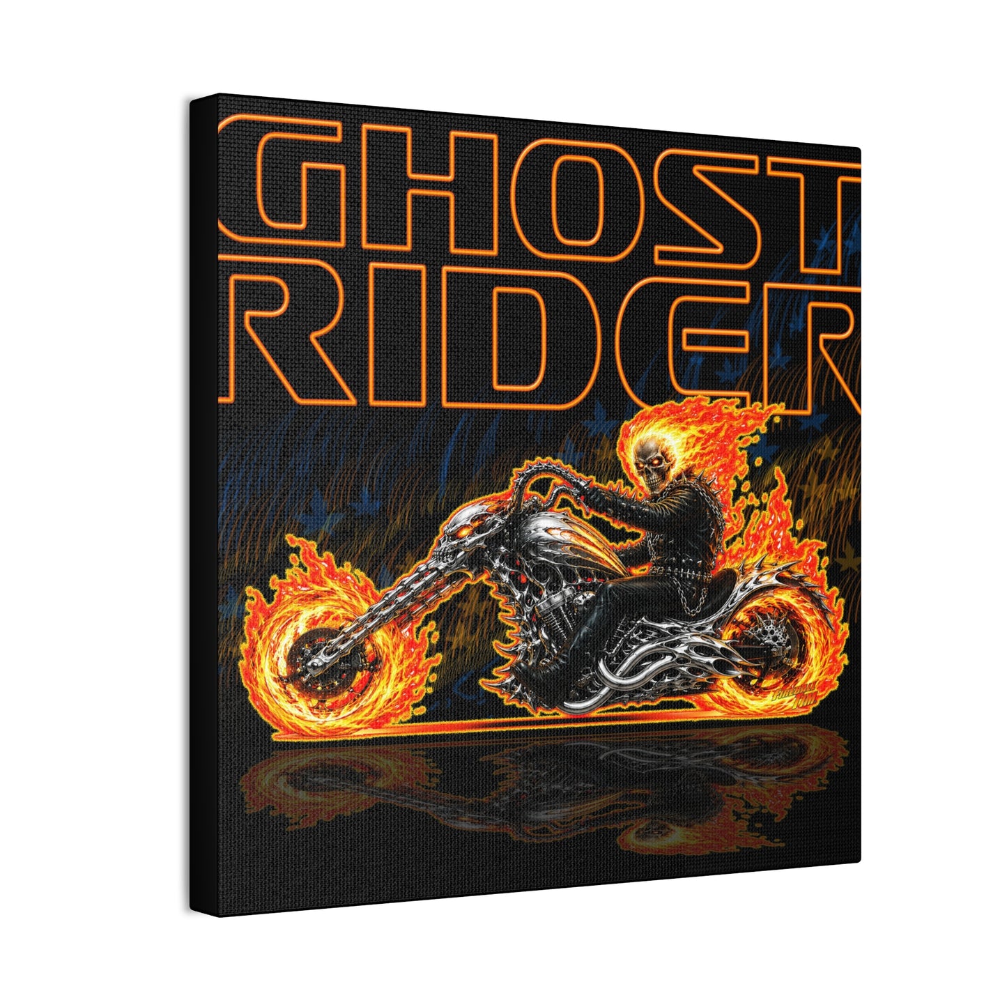 GHOST RIDER CHOPPER Collectible Fireball Art Canvas Stretched Print