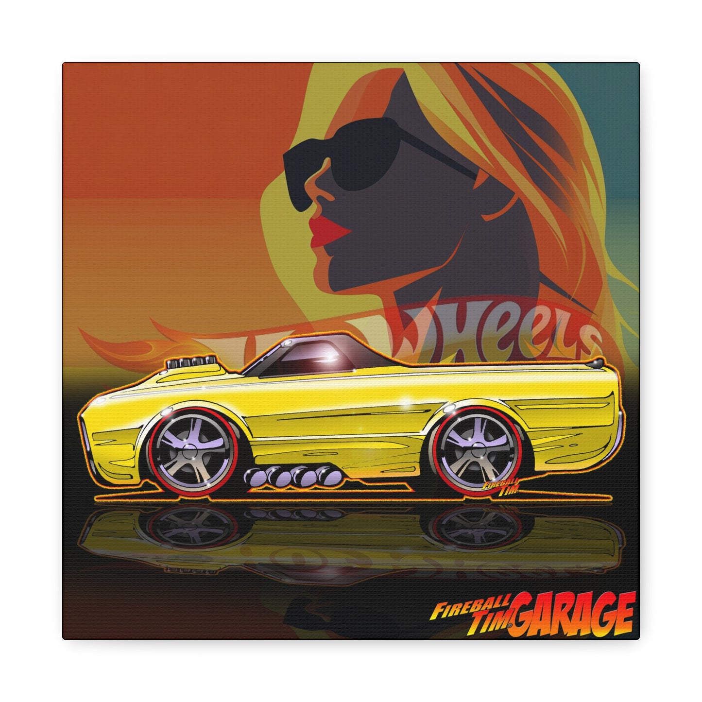 HOT WHEELS CUSTOM FLEETSIDE Concept Art Canvas Print 12x12