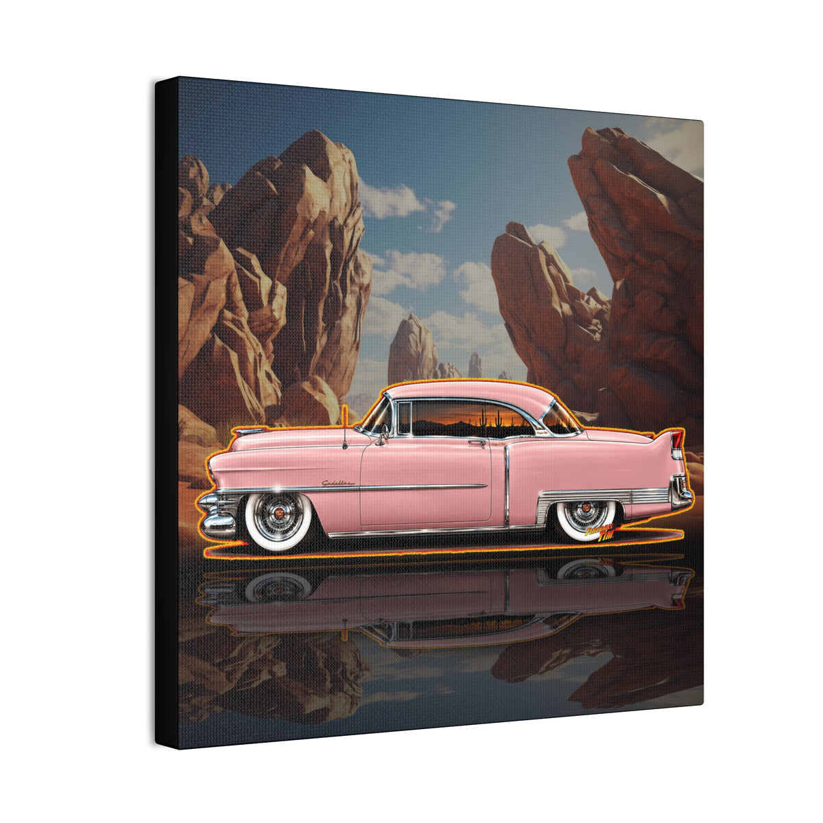 CADILLAC Coupe DeVille 1953 Collectible Fireball Art Canvas Stretched Print