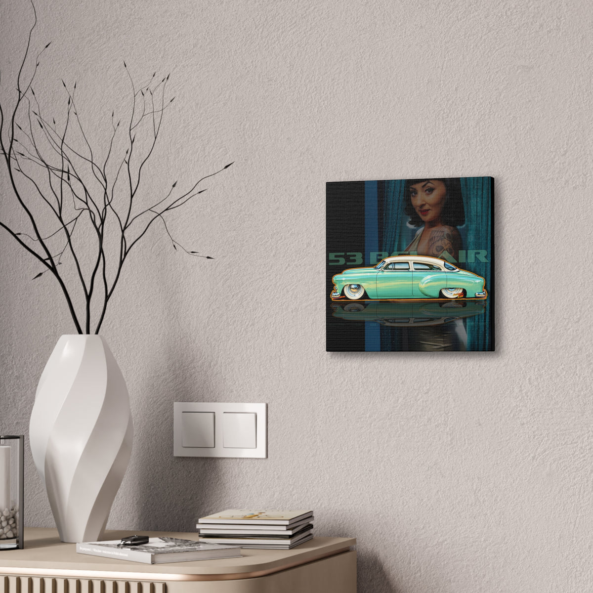 CHEVROLET BEL AIR 1953 Collectible Fireball Art Collectible Fireball Art Canvas Stretched Print
