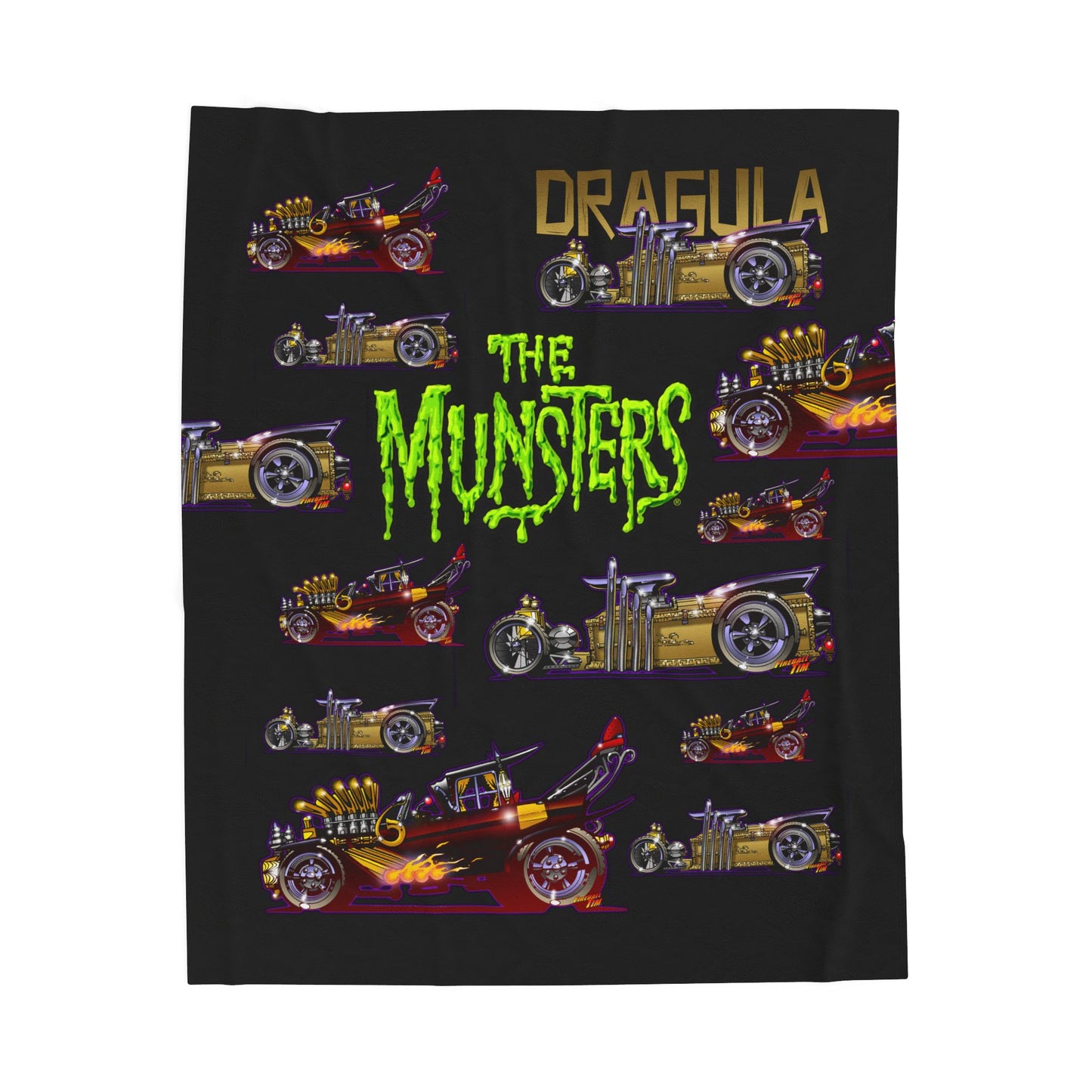 MUNSTERS DRAGULA & MUNSTER KOACH Velveteen Plush Fleece Blanket - 3 Sizes