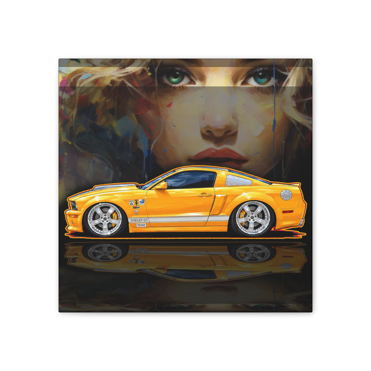 FORD MUSTANG SHELBY GT-C 2008 Collectible Fireball Art Canvas Stretched Print