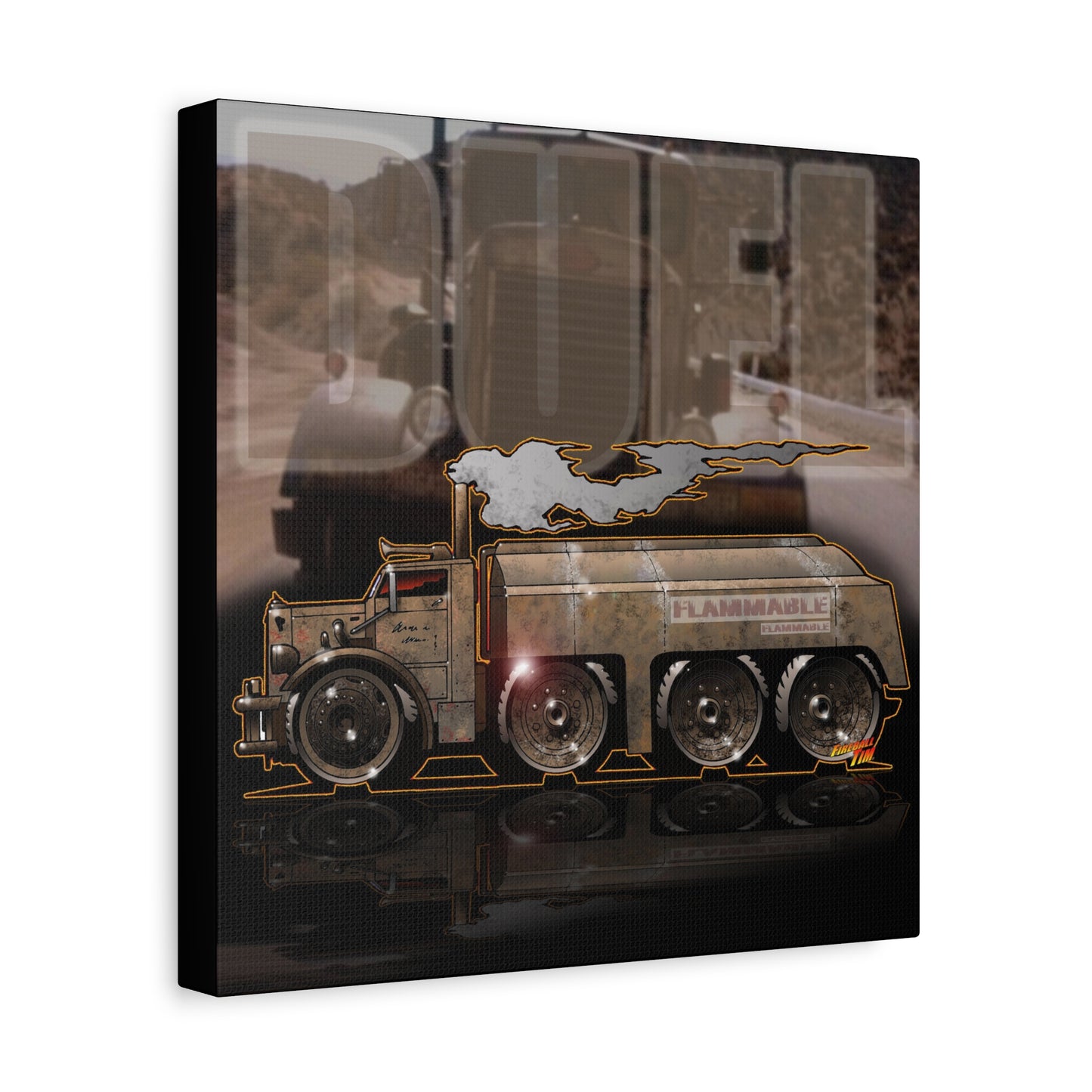 DUEL Killer Movie Truck Fireball Art Canvas Print - Sizes