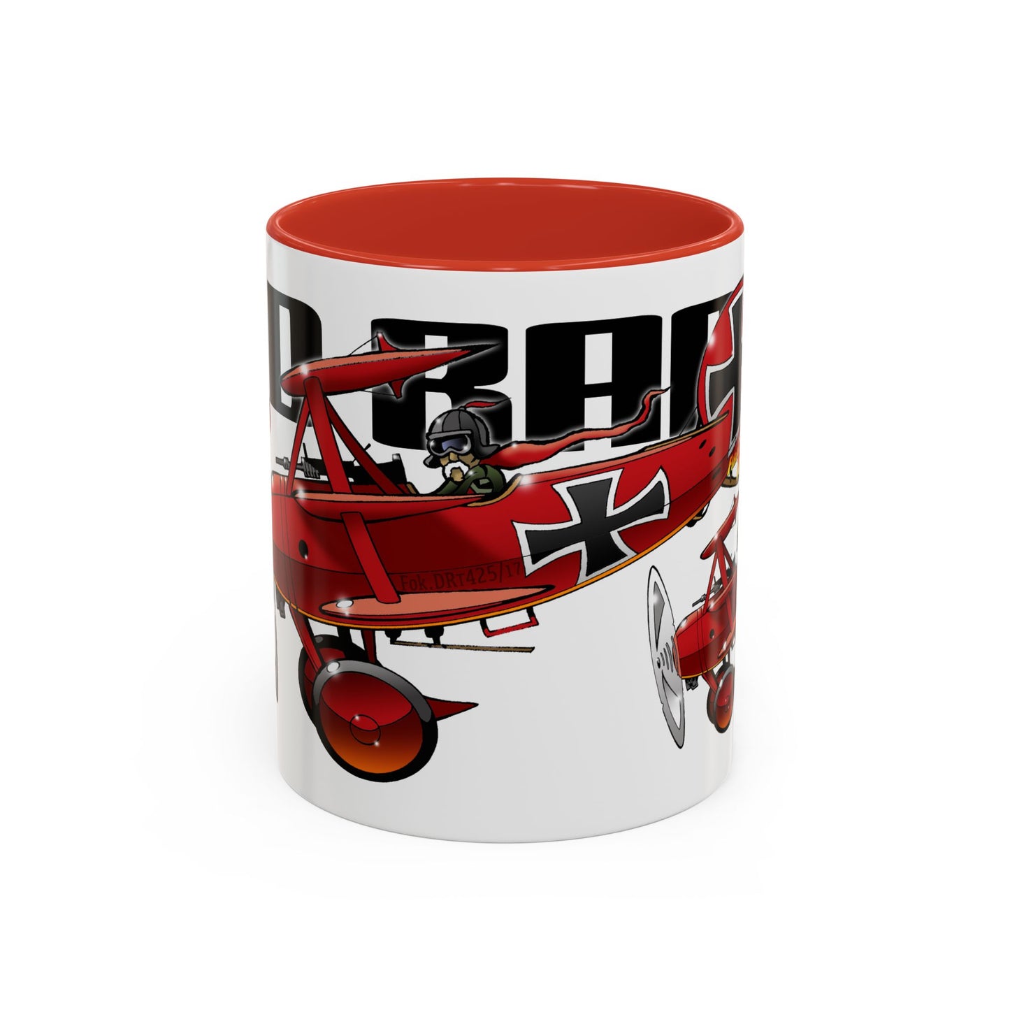 RED BARON FOKKER WW1 Airplane Fireball Art Collectible Coffee Mug - 2 Sizes